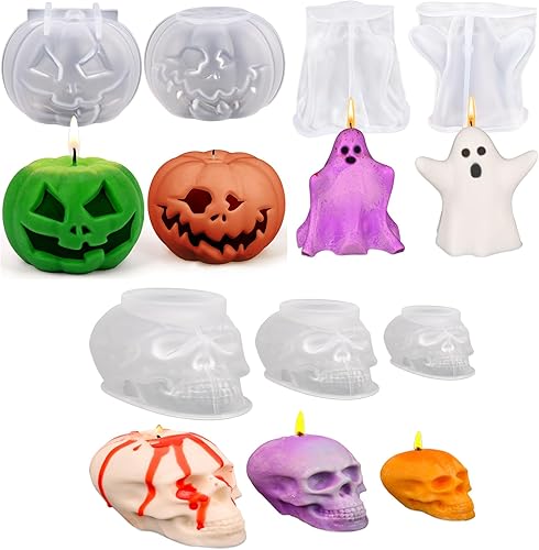 Moldes de vela de Halloween 3D, molde de silicona para resina epoxi, vela, jabón hecho a mano, decoración de Halloween