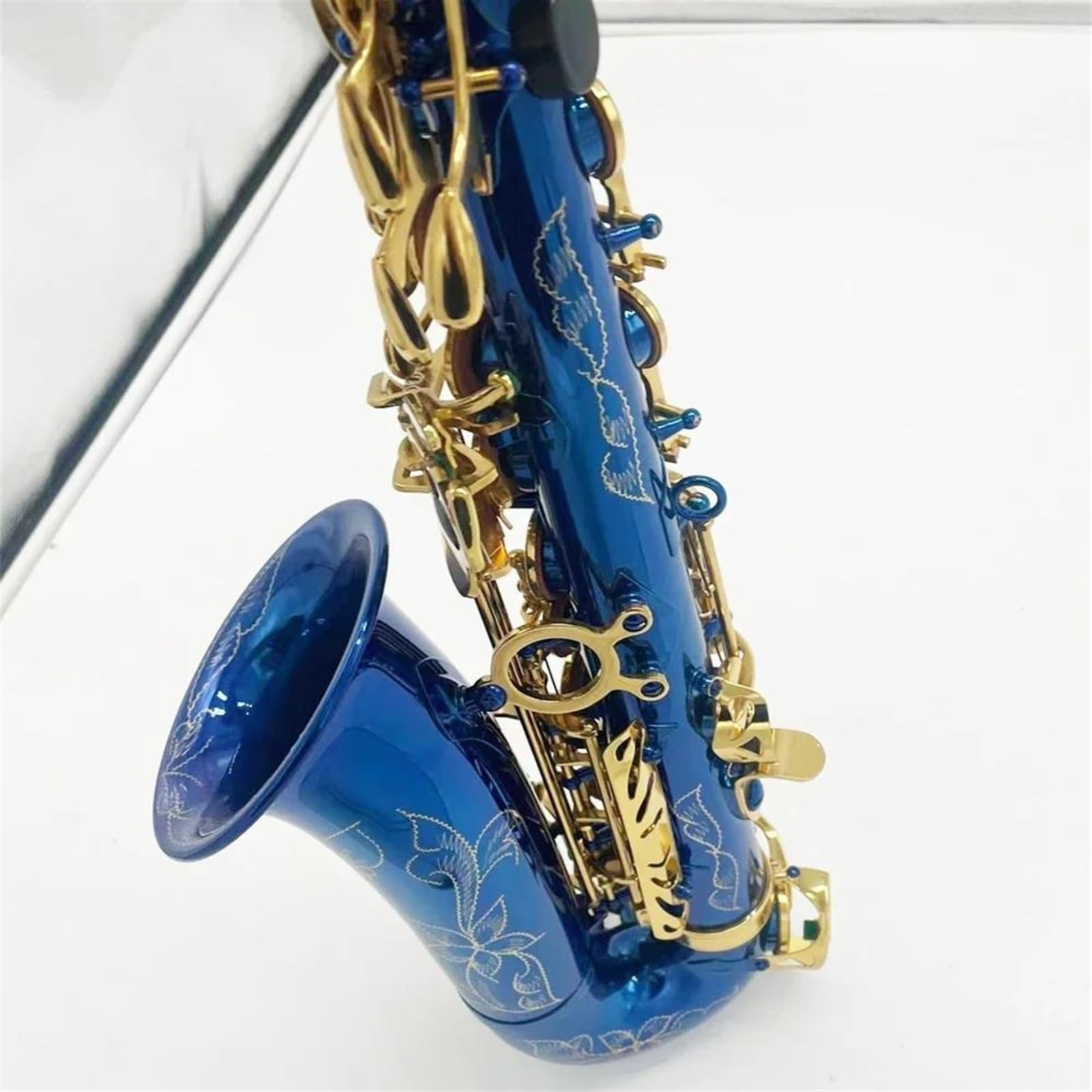 Profesjonalny Saksofon Altowy Z Niebiesko-złotym Tonem E, Głęboki, Pozłacany Profesjonalny Instrument Jazzowy Saksofon Altowy profesjonalny Saksofon (Color : Box)