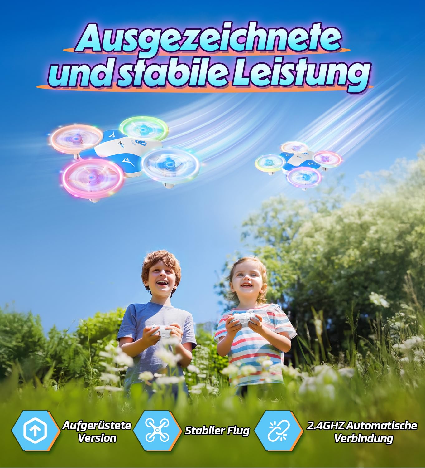 Korffe Mini Drohne für Kinder ab 6-10+ Jahre RC Flugzeug mit LED Lichter Indoor Outdoor Geschenke
