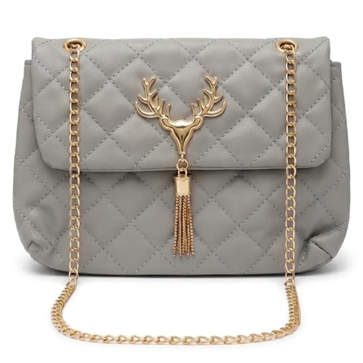 De Eule Grey Quilted Sling Bag for Women | Stylish Crossbody Shoulder Handbag with Gold Chain Strap | Designer Mini Purse ... - Review, Price and Buying Guide