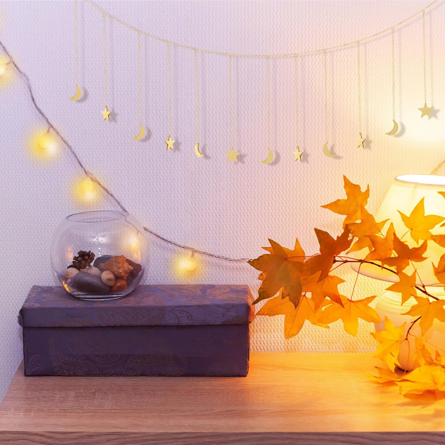 SmoothNovelty Macrame Wall Hanging Large Boho Wall Decor Aesthetic Dorm Room Decor Set Macrame Woven Tapestry Boho Tassel Art Home Decoration Moon Star Garland for Bedroom Dormitory Gift