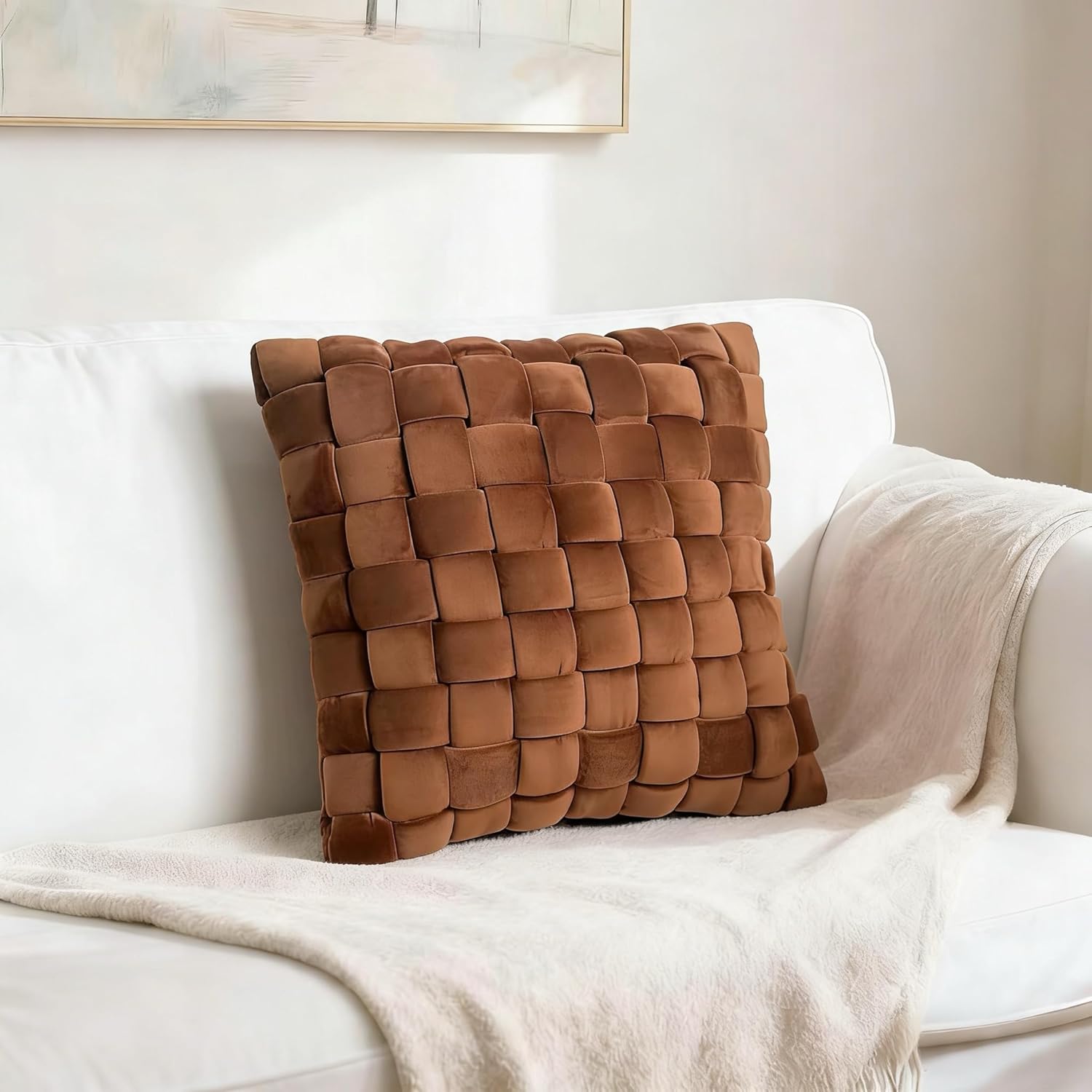 Knot Pillow Decorative Throw Pillows for Couch Aesthetic Home Decor Round Accent Cushion Sofa Living Room Bedroom Cute Decor (Brown)