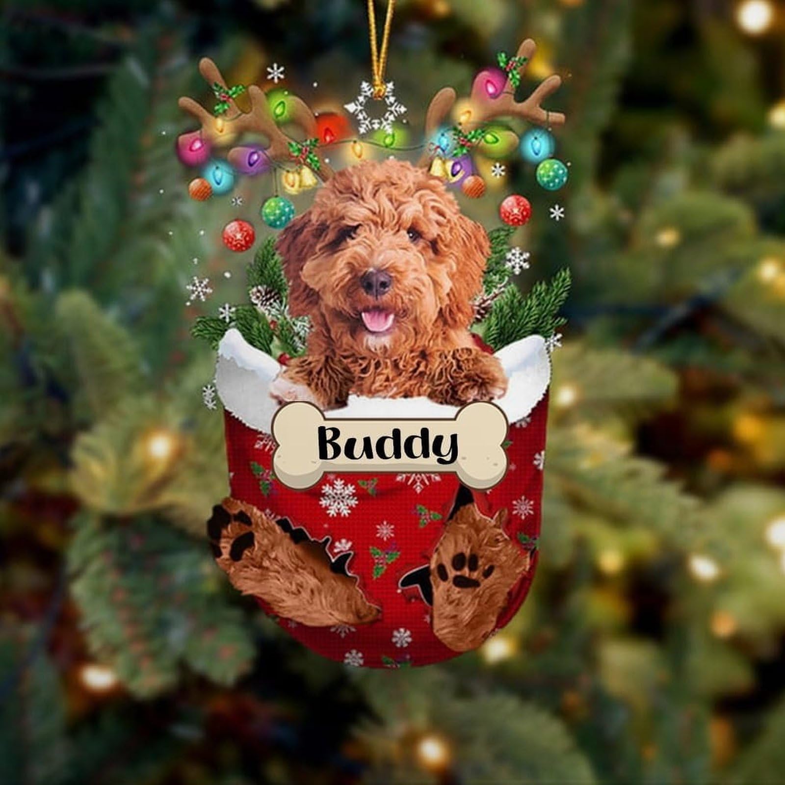 Luckluccy Irish Doodle Personalized Dog Christmas Ornament 2025,Custom In Snow Pocket Ornament,Dog Acrylic Shape Ornament Tree Decor,Gift For Dog Lovers,Dog Christmas Decor