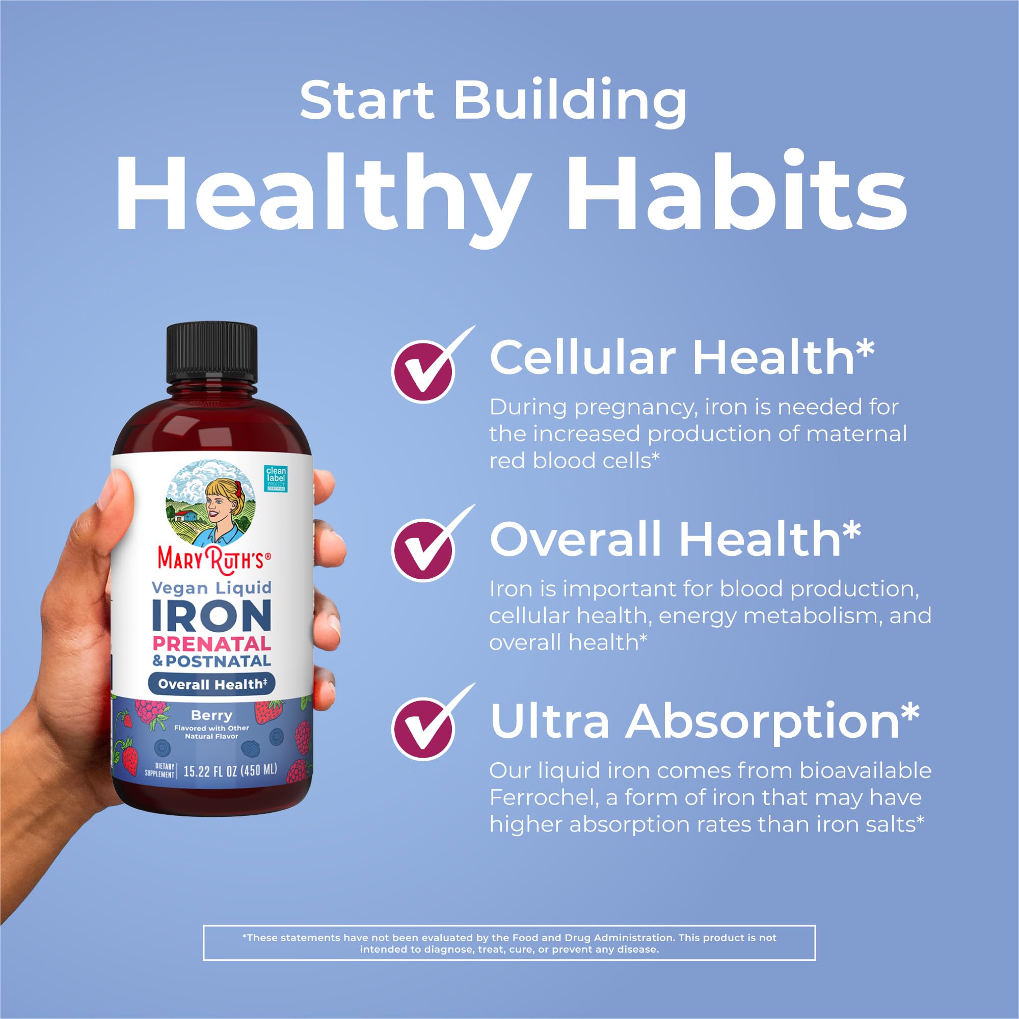 MaryRuth's Prenatal & Postnatal Iron Liquid, Sugar Free, Vegan, 15.22 Fl Oz — Amazon image 5