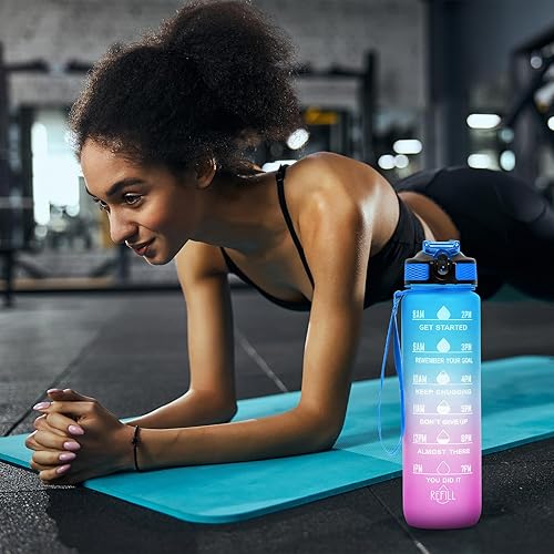 Miniatura 9 de 32 oz Water Bottles with Times to Drink and Straw, Motivational Water Bottle with Time Marker, Leakproof & BPA Free, Drinking Sports Water Bottle