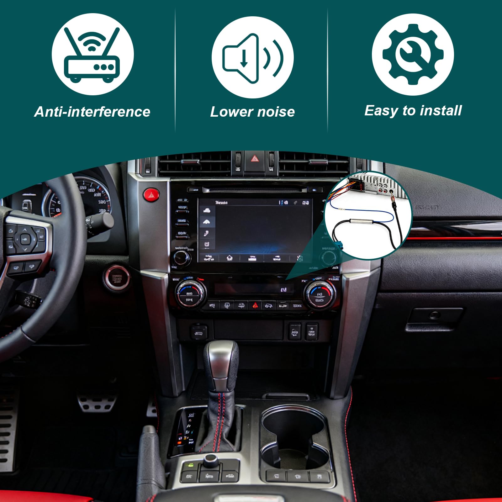 Autoradio Antenne Signalverstärker, Doppel Fakra auf DIN Stecker Adapter mit Phantomspeisung 12V FM AM Radio Antennenadapter für Fahrzeug Stereo Head Unit Aktiver Antennen Booster für besseren Empfang