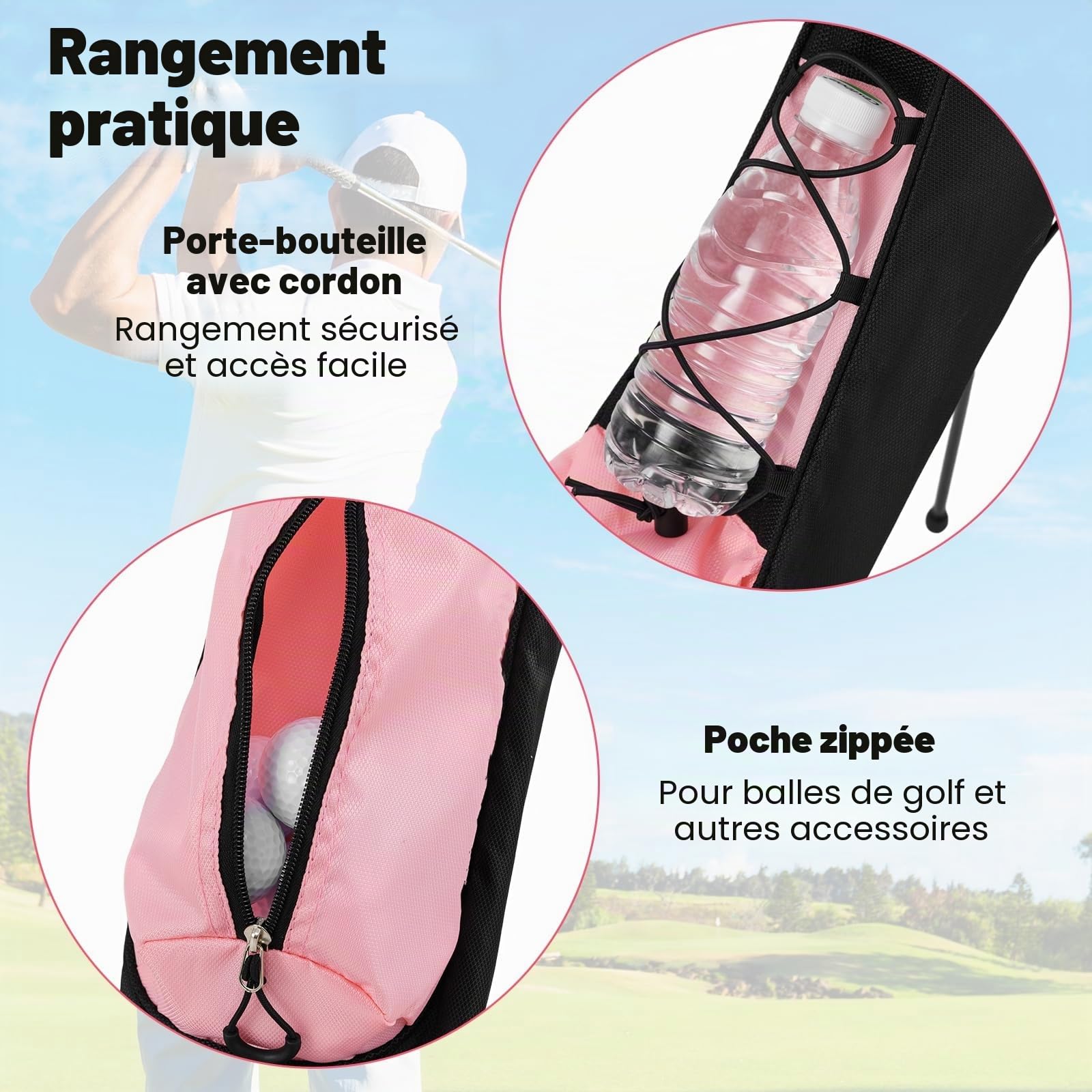 LIFEZEAL Sac de Golf, Sac de Voyage, léger, imperméable, Portable, Sac de Golf avec Support, étui à 2 Compartiments, avec Porte-gobelets, Sac à balles, poignée pour Homme, Femme