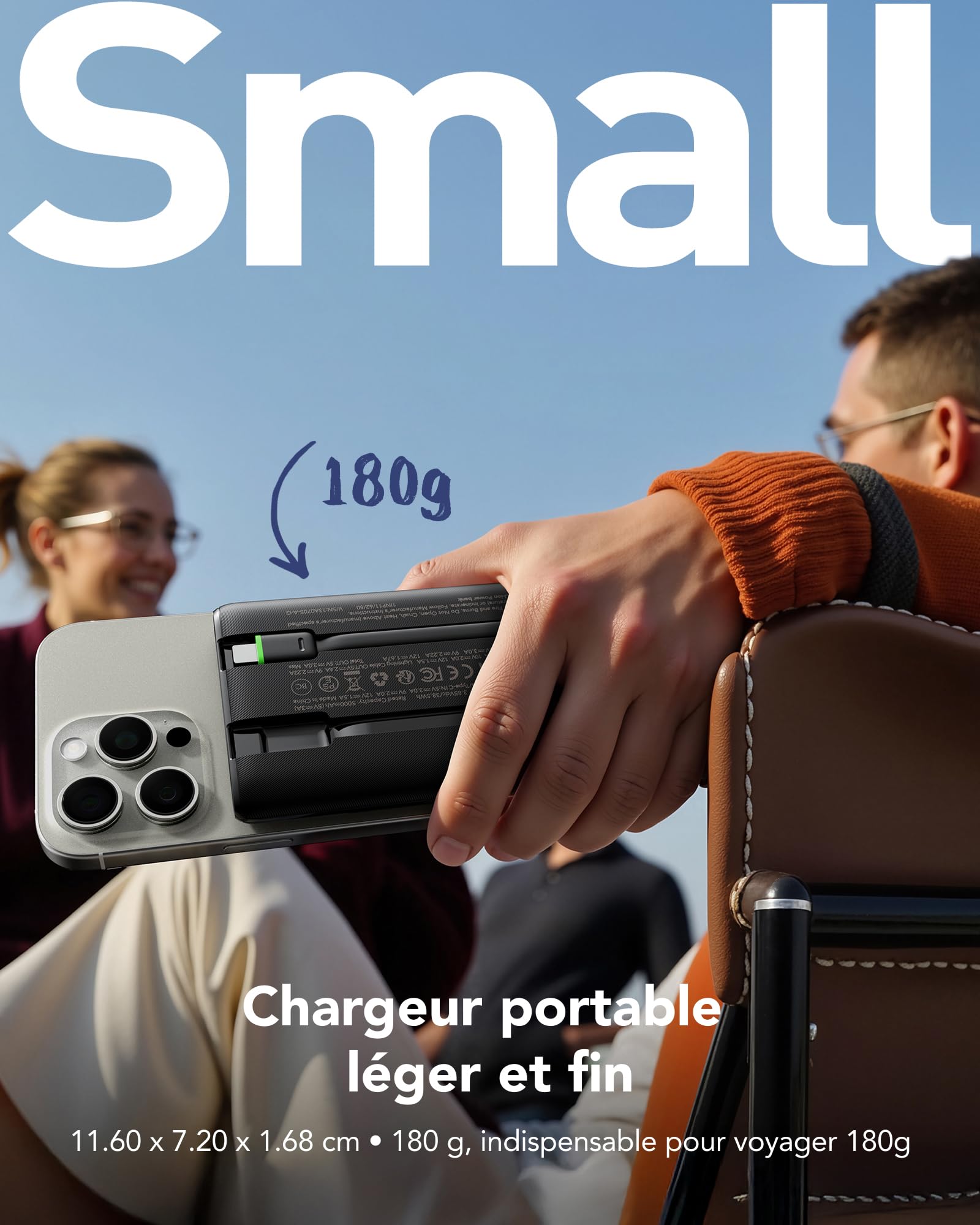 VEGER Batterie Externe 10000mah avec Câble Intégré, Power Bank 22.5W Charge Rapide Portable, Fin Compact Chargeur USB C avec écran LED, 4 Sorties et 3 Entrées, Compatible avec iPhone Huawei Xiaomi