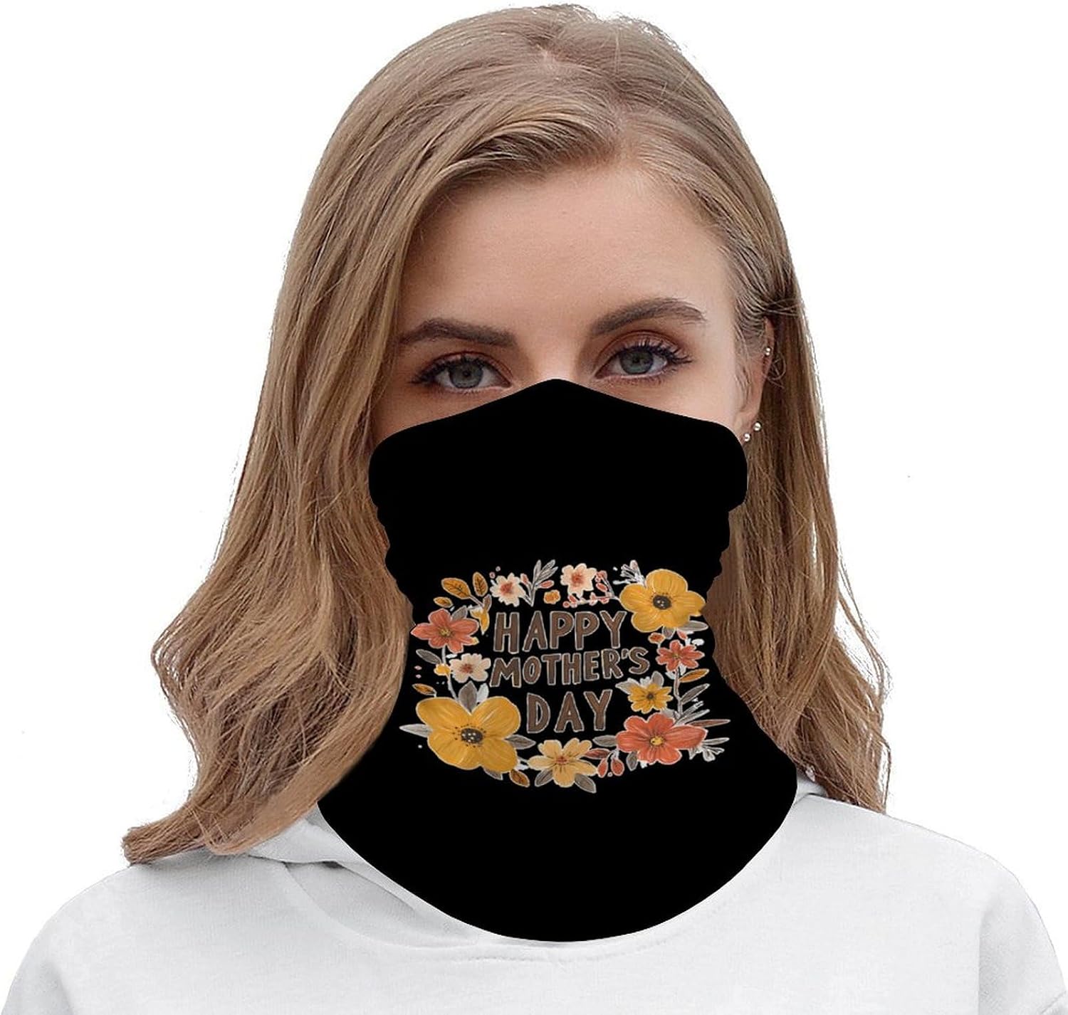 Mothers Day Vintage Floral Neck Gaiter Windproof Face Mask Bandanas for Men Women Cold Weather Scarf