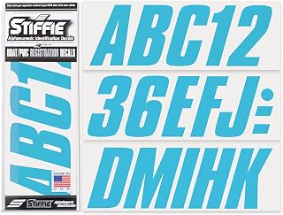 STIFFIE Shift Sky Blue 3" Boat & PWC Registration Decals • Numbers Letters Stickers