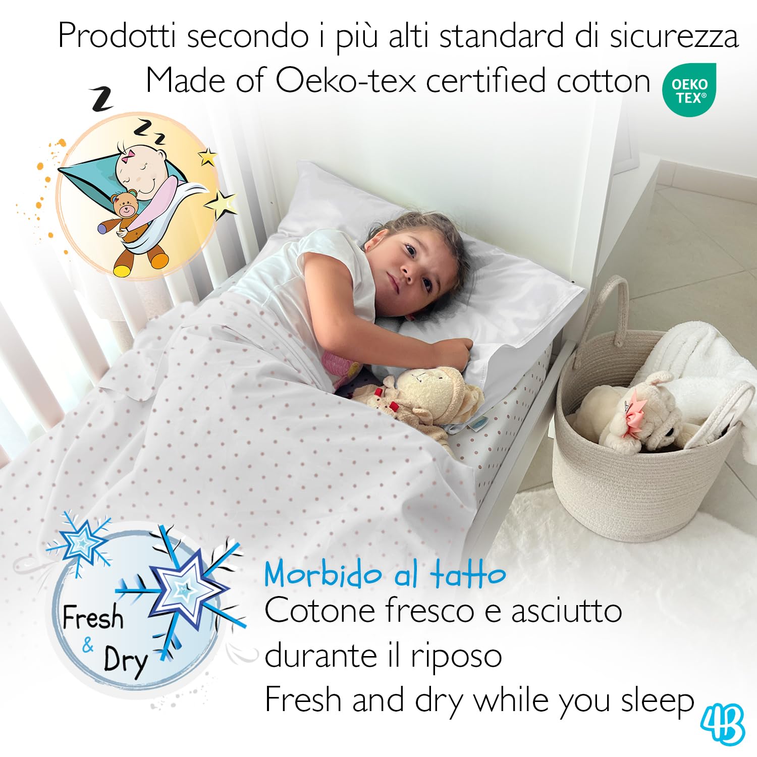 Federe Cuscino 50x30 Bambino Set 2 100% Puro Cotone Made in Italy Chiusura a Busta OEKO-TEX Bianco
