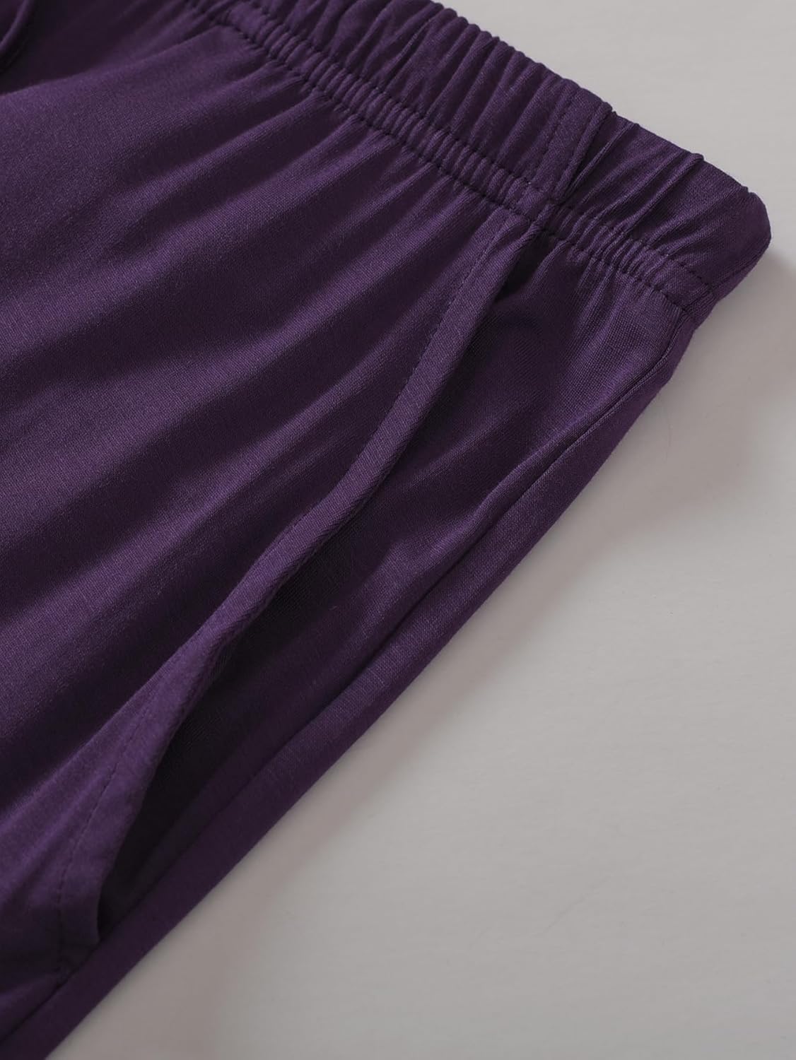 Latuza Women's Petite Pj Lounge Sets Viscose V Neck T-Shirt Wide Leg Pajamas - Image 4