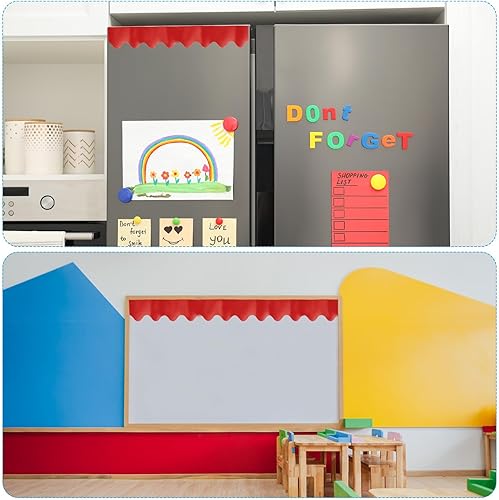Miniatura 6 de PATIKIL Borde de tablero de anuncios de 2.3 pulgadas x 16.4 pies, tiras festoneadas para decoración de pared para taquilla, aula, póster de corcho,