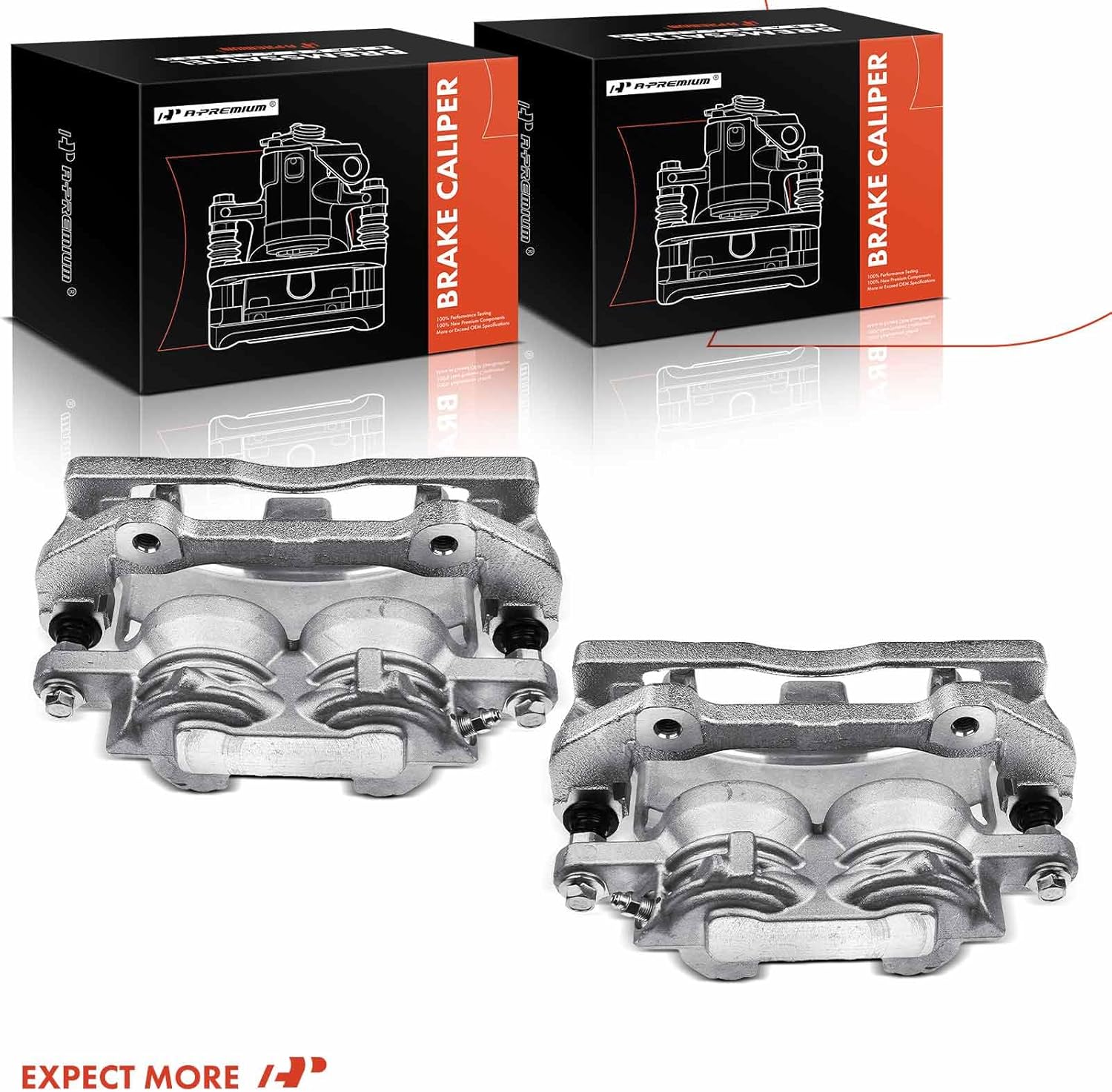 A-Premium Disc Brake Caliper Assembly with Bracket Compatible with Select Cadillac Models - CTS 2003-2008, STS 2005-2008 - Front Driver and Passenger Side, 2-PC Set