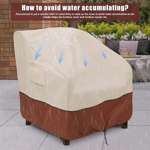 Miniatura 3 de COSFLY Funda para muebles de exterior para sillas de patio, impermeable, funda de asiento profundo para muebles exteriores, se adapta a hasta 36