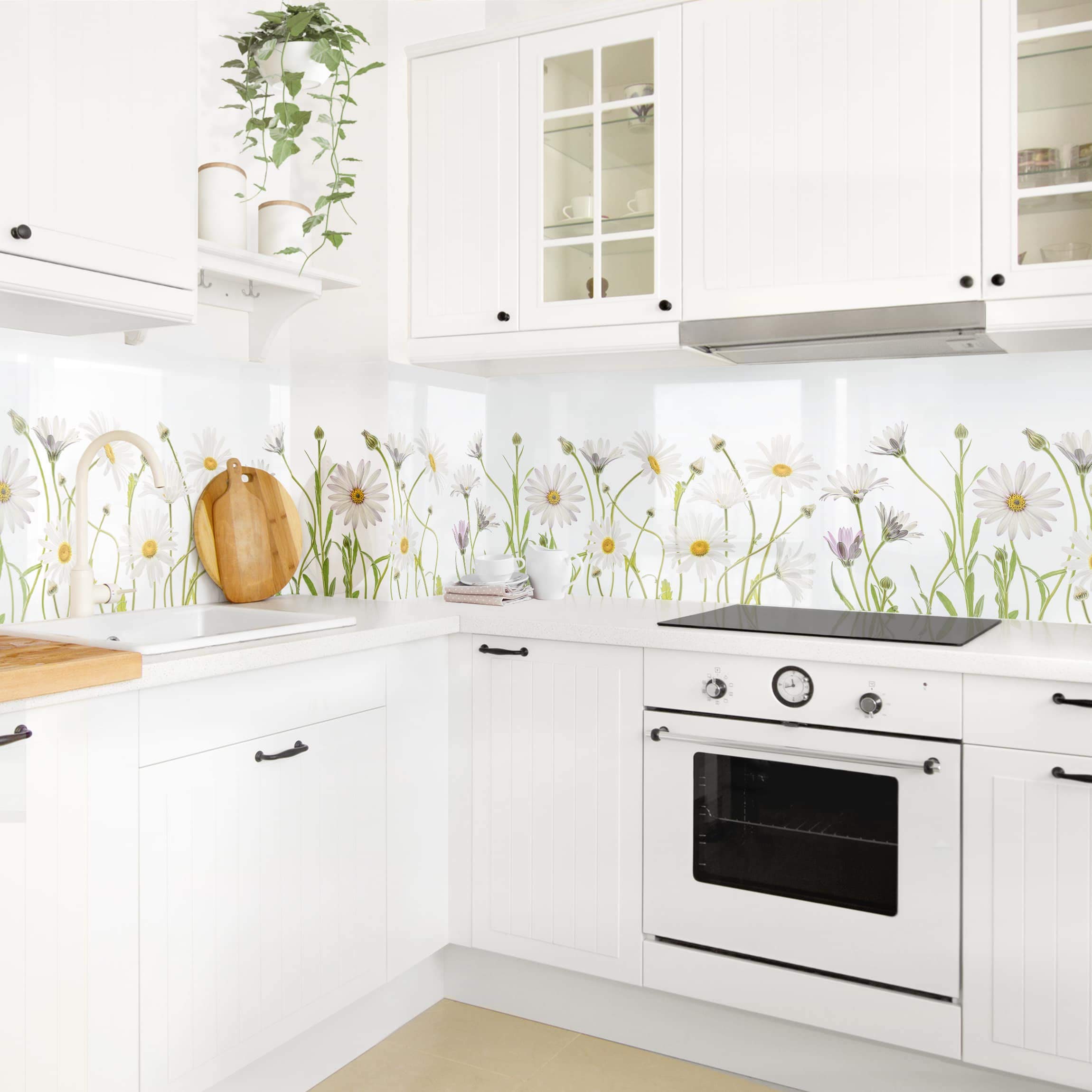 Bilderwelten Küchenrückwand Folie Glänzend 70x150 cm Leichter Gänseblümchen Mix Spritzschutz Fliesenspiegel Küche-Rückwand Motiv Klebefolie