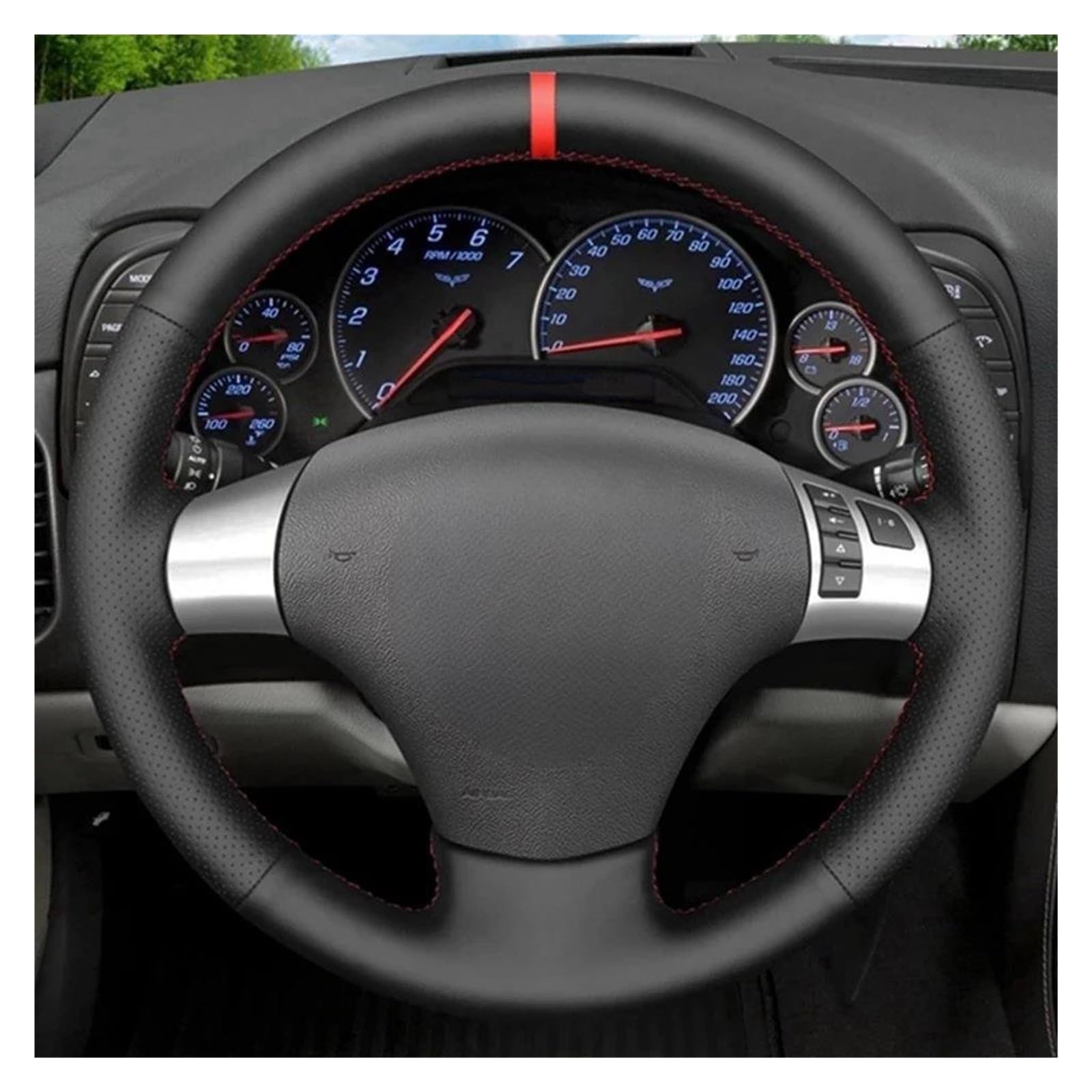 Volantes Protector Antideslizante de Cuero Artificial Negro para Volante de Coche, para Chevy, paraCorvette 2006-2011 Funda Volante(Orange Thread)