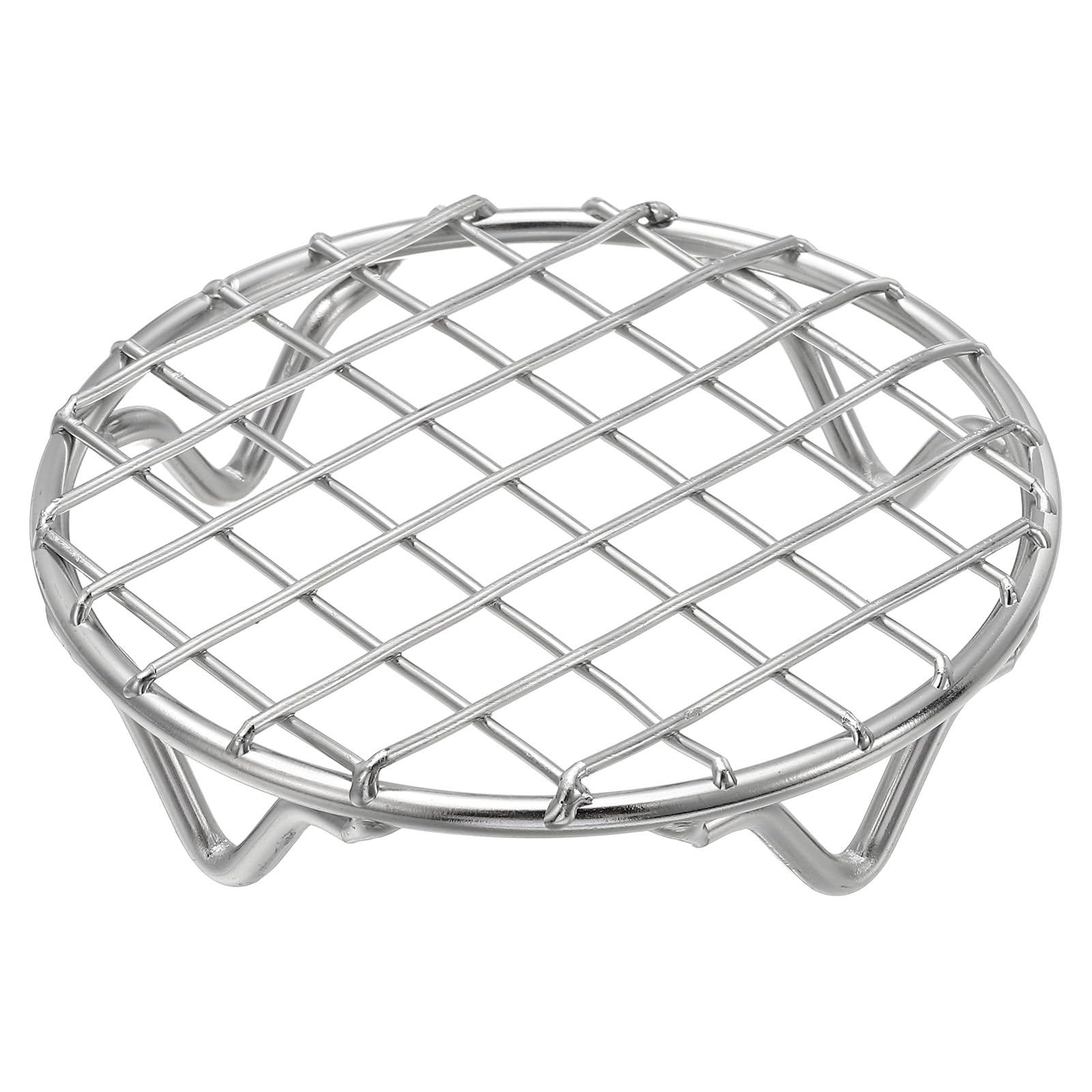 uxcell Round Cooking Rack 3.9 Inch Dia Stainless Steel Wire Cooling Steamer Rack for Baking Canning Cooking Roasting Cooling Grilling Drying, Silver