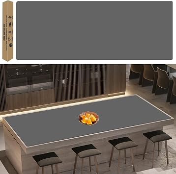 Super Large Silicone Mat, 120"x24"305cmx60cm Silicone Mats for Kitchen Counter, Non-Slip Heat Resistant Mat,Thicken Kitchen Counter Mat, Waterproof Countertop Protector for Craft Dark Grey
