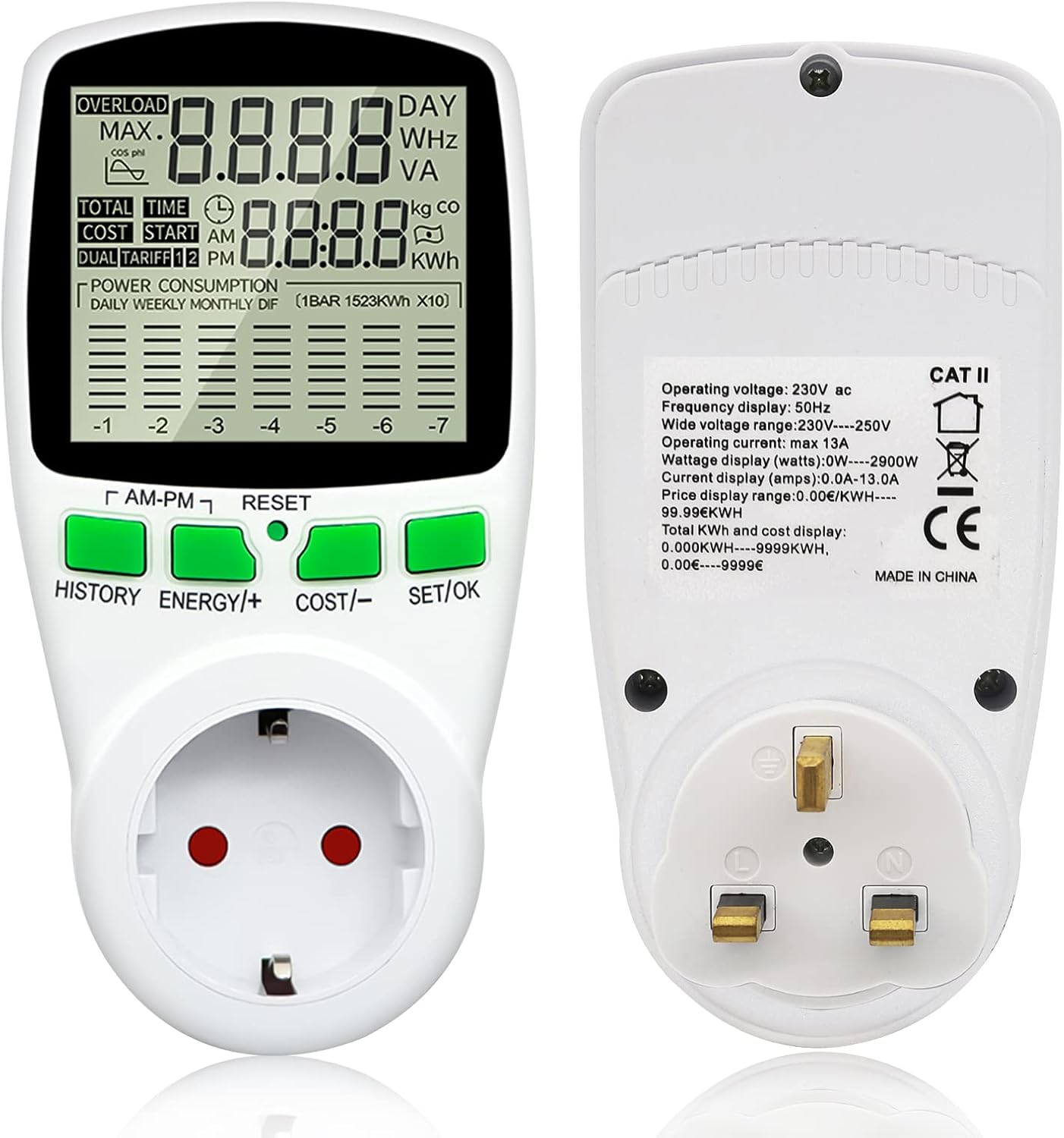 DZAY Power Meter Plug Energy Monitor Mini Pv System Measuring