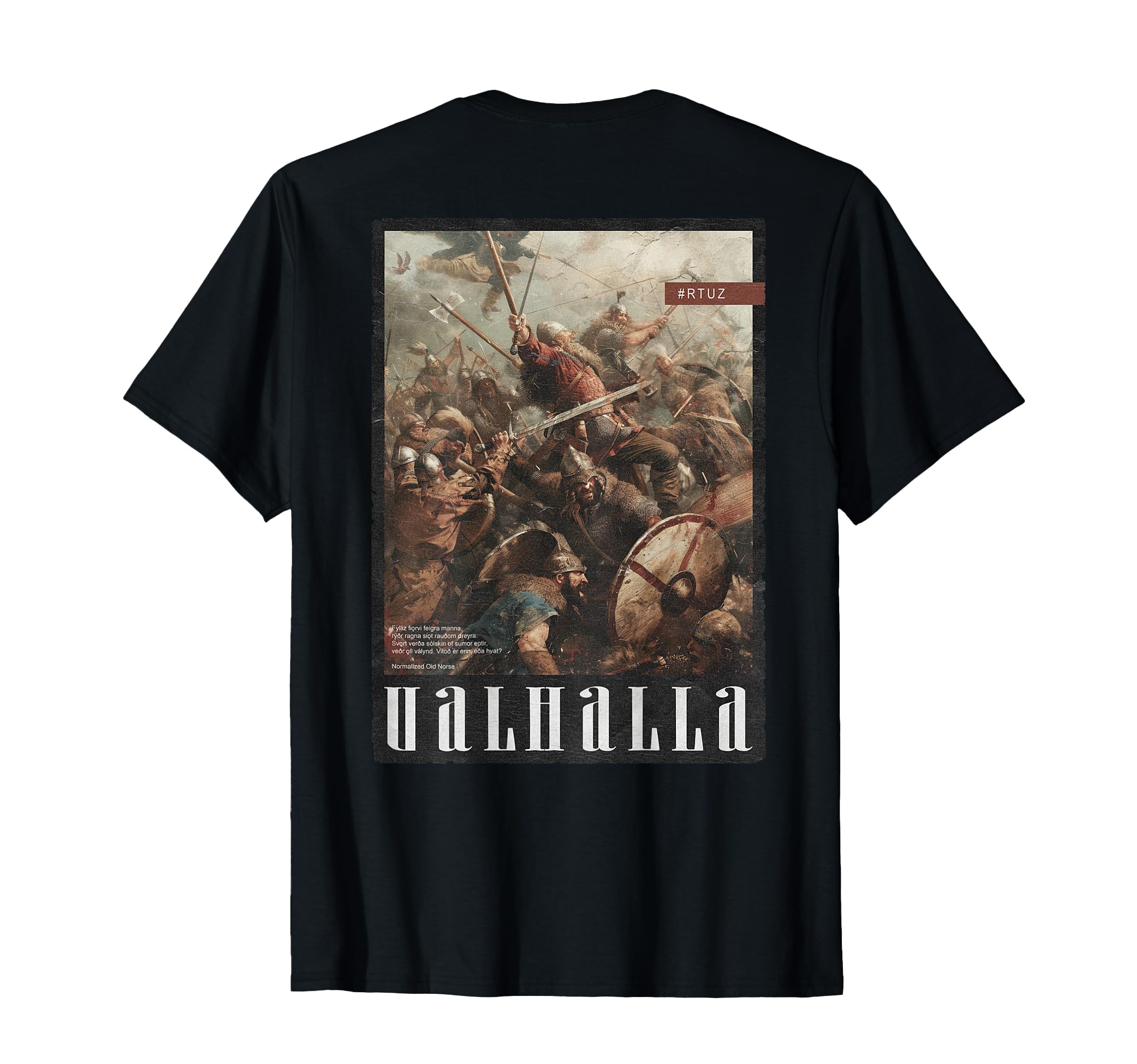Valhalla Odin Thor Runes Helmet Warrior Backprint Viking T-Shirt