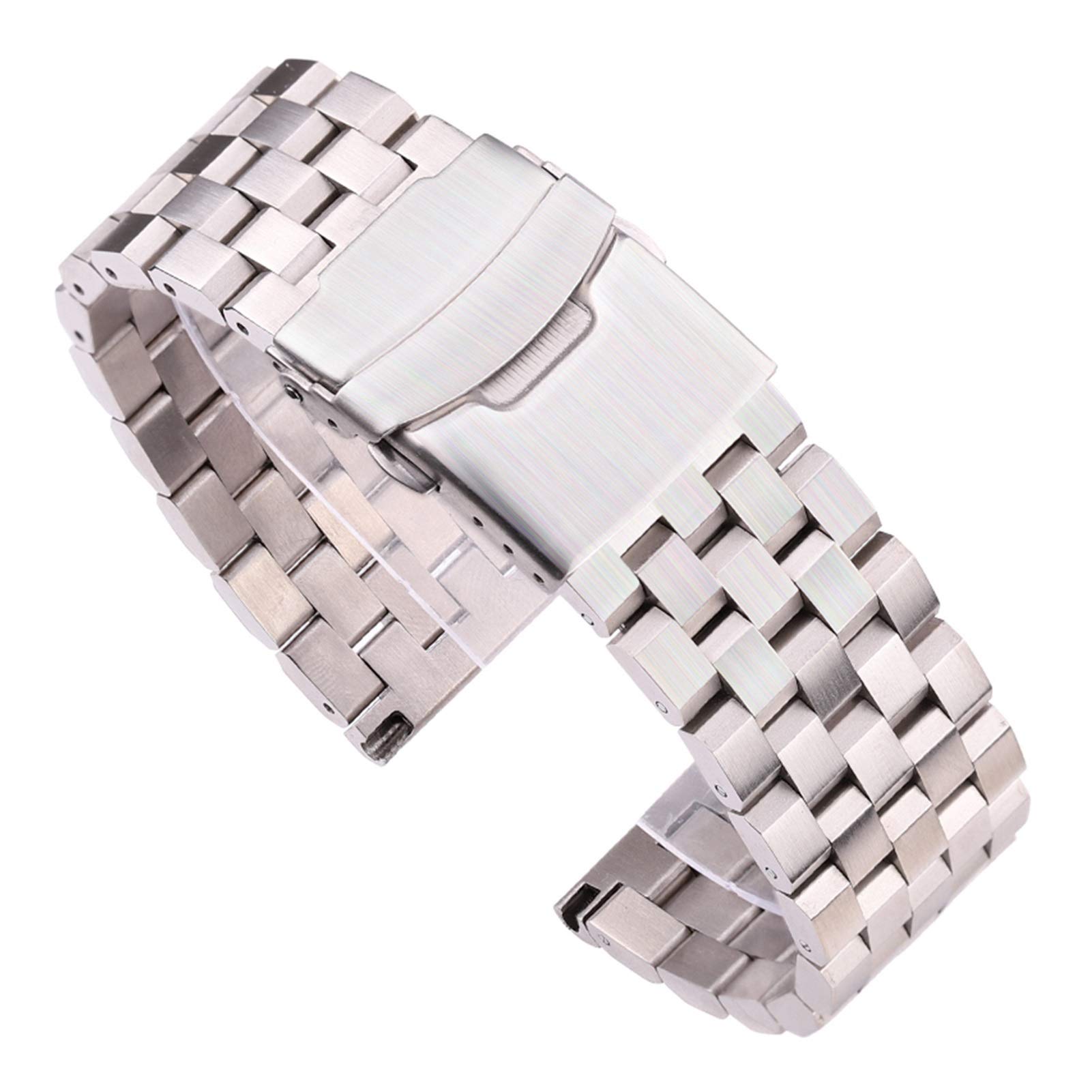 Pasek do zegarka Solidny pasek do zegarka ze stali Pasek do zegarka solidna bransoletka ze stali nierdzewnej zegarek z paskiem 18mm 20mm 22mm 24mm srebrne szczotkowane metalowe paski do zegarków kobie