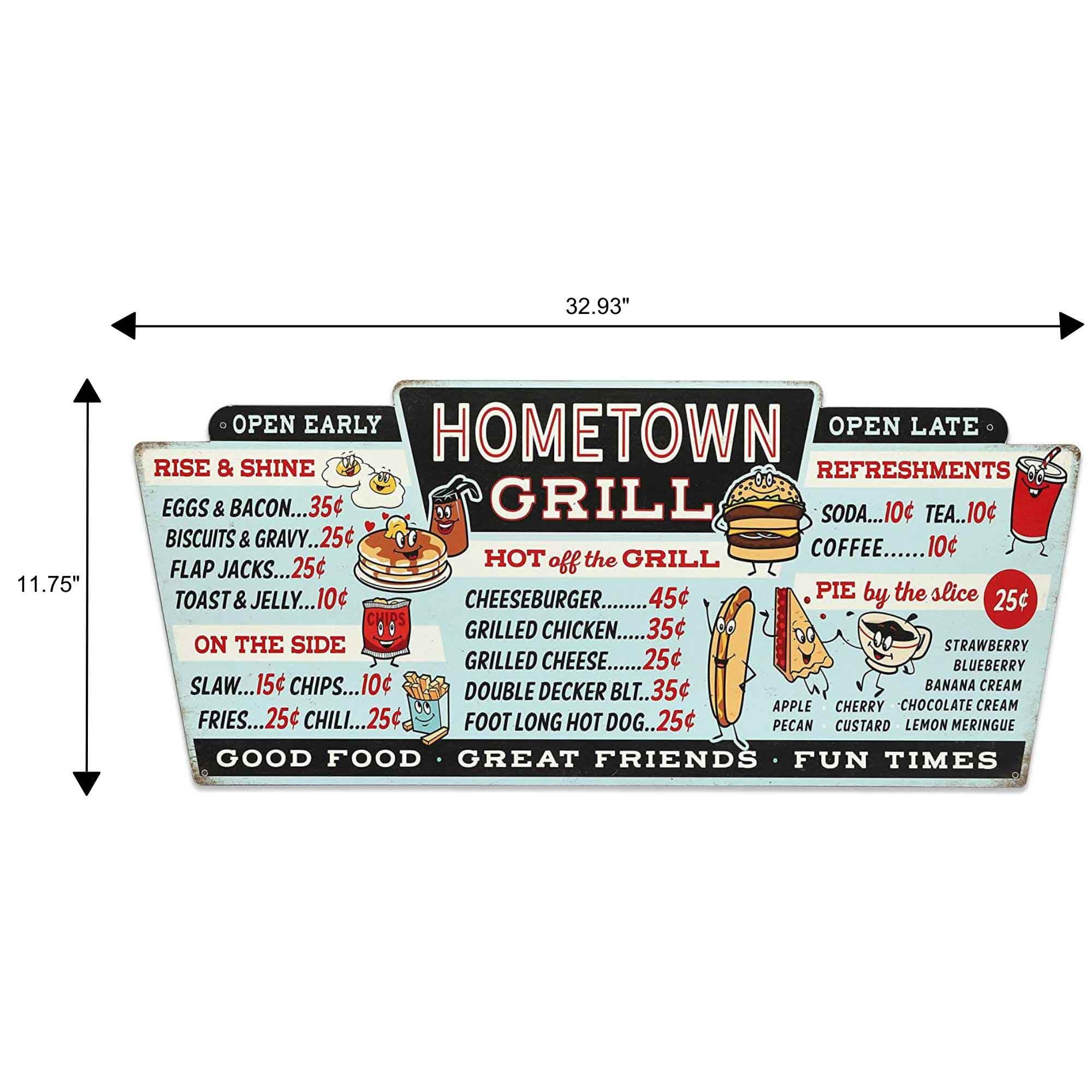 Open Road Brands Hometown - Placa decorativa de pared de metal (28 pulgadas x 12 pulgadas) para cocina o sala de cena)