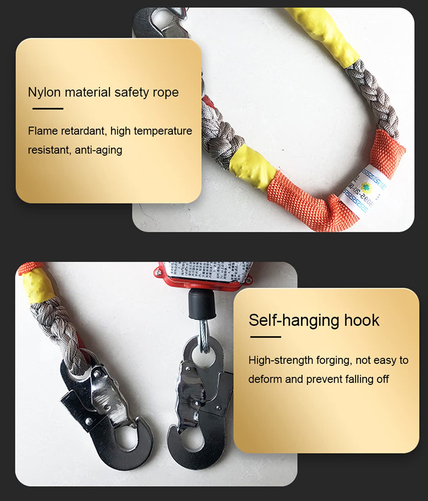 Anti-Chute à Rappel Automatique, Dispositif Antichute pour Chantier de Construction, Câble Rétractable Multifonctionnel, Crochet Autobloquant, (3 M/5 M, 200 KG, Lot de 2)