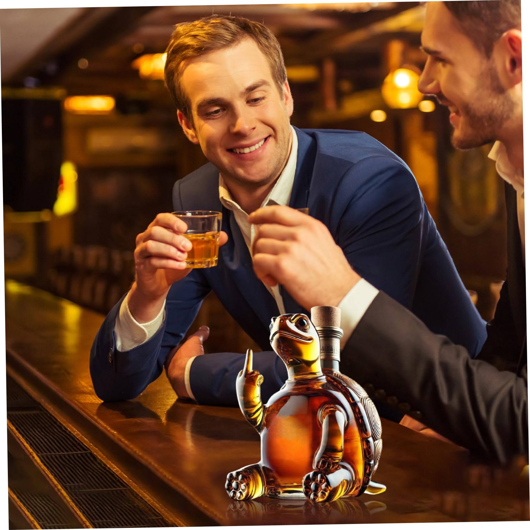 Decanter per vino tartaruga con dito medio 350 ml, decanter per whisky fiaschetta per whisky in vetro trasparente con tappo per 5, 1x5, 1x7, 1