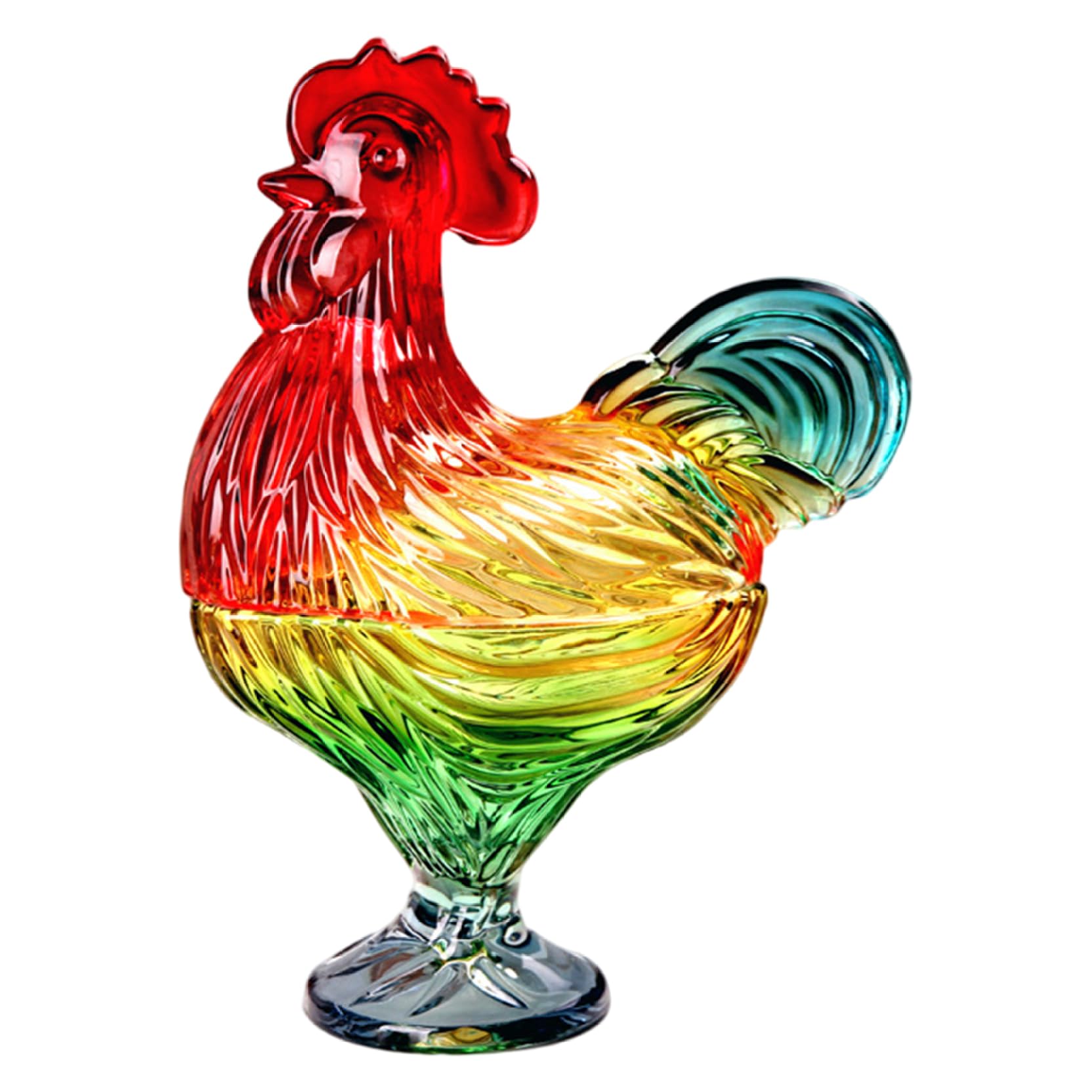 Imooreshine Hen on Nest Glass Dish, Glass Crystal Rooster Candy Dish, Chicken Fruit Bowl with Lid, Dessert Snack Plate for Home Tabletop Decor