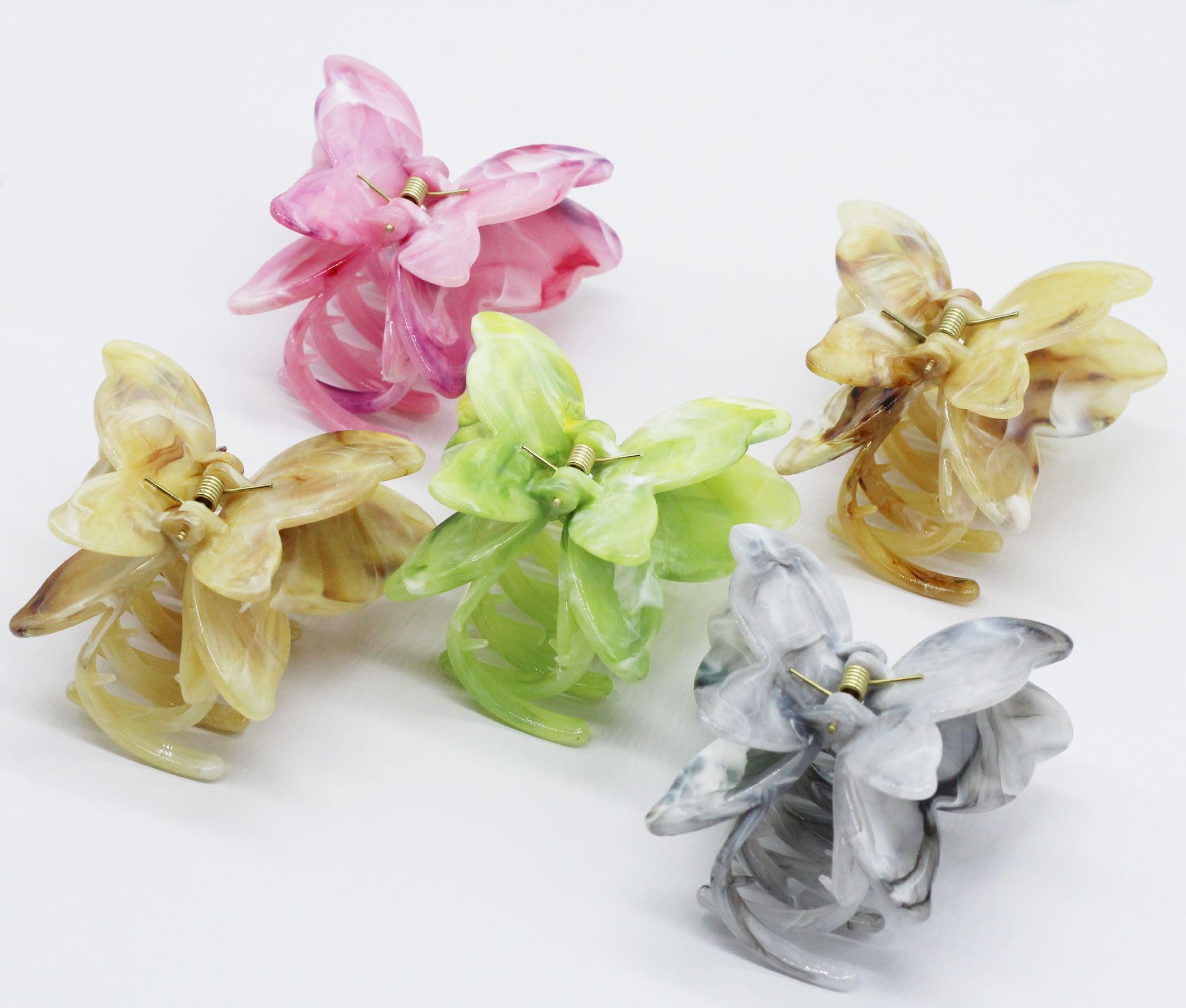 Q.H Butterfly Hair Clips for Women Cute Hair Clips for Thick Hair 2.7" Double Butterfly Clip for Hair I Butterfly Claw Clips Medium Hair Clips for Thin Hair I 5Pack