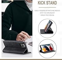 Vista 4 de SINIANL Funda de piel tipo cartera para iPhone 13 Pro Max, funda plegable con soporte magnético, ranura para tarjetas, funda protectora para iPhone
