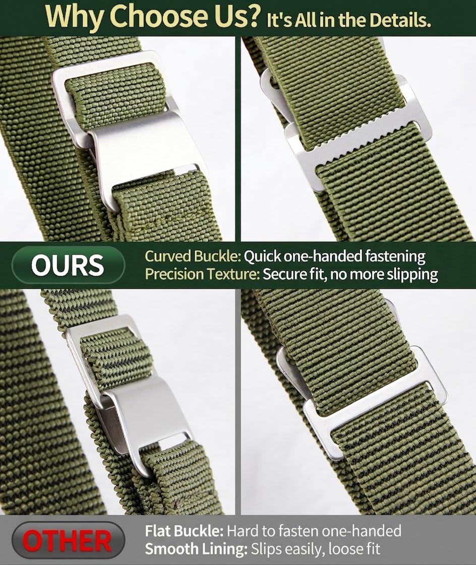 BINLUN Elastisch Nylon Uhrenarmband 18mm 20mm 22mm Parachute Marinetaucher Fabric Stoff-Armbänder Militär Ersatzband für Uhr Damen&Herren - Upgrade Hakenverschluss