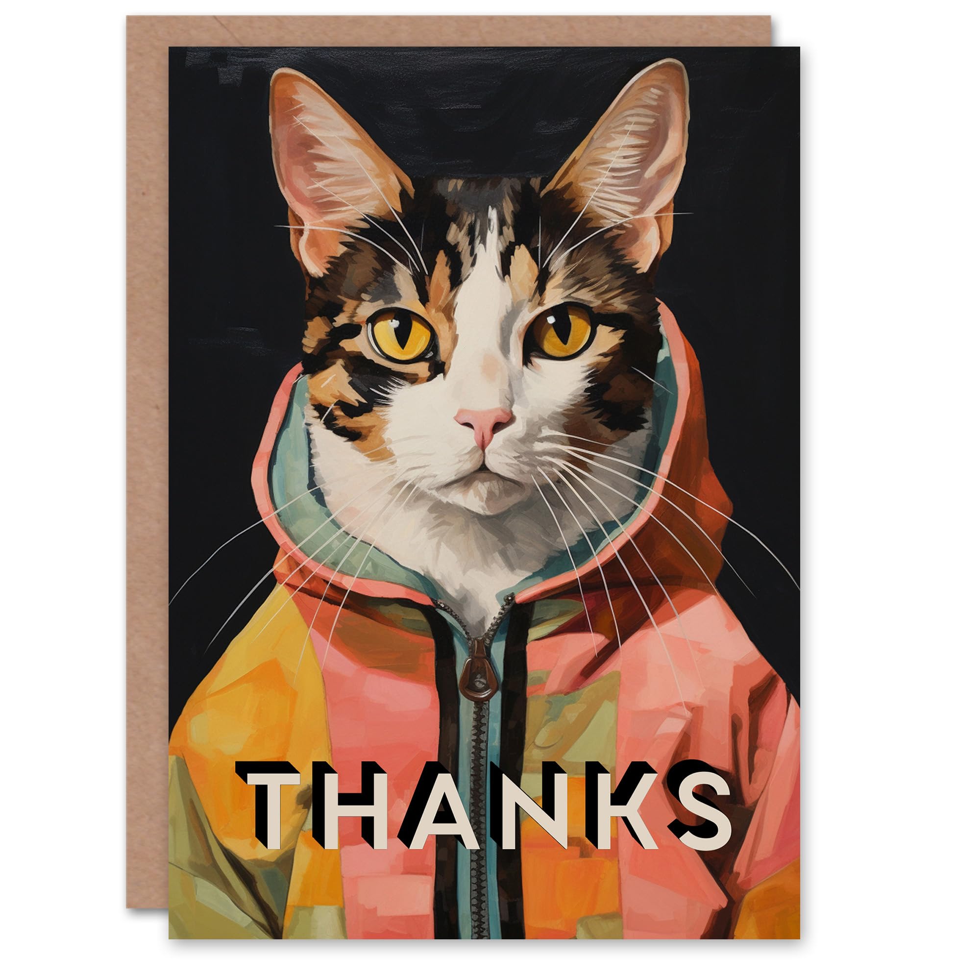 Artery8 Thank You Greeting Card Cool Hoodie Pet Cat Lover For Him Her