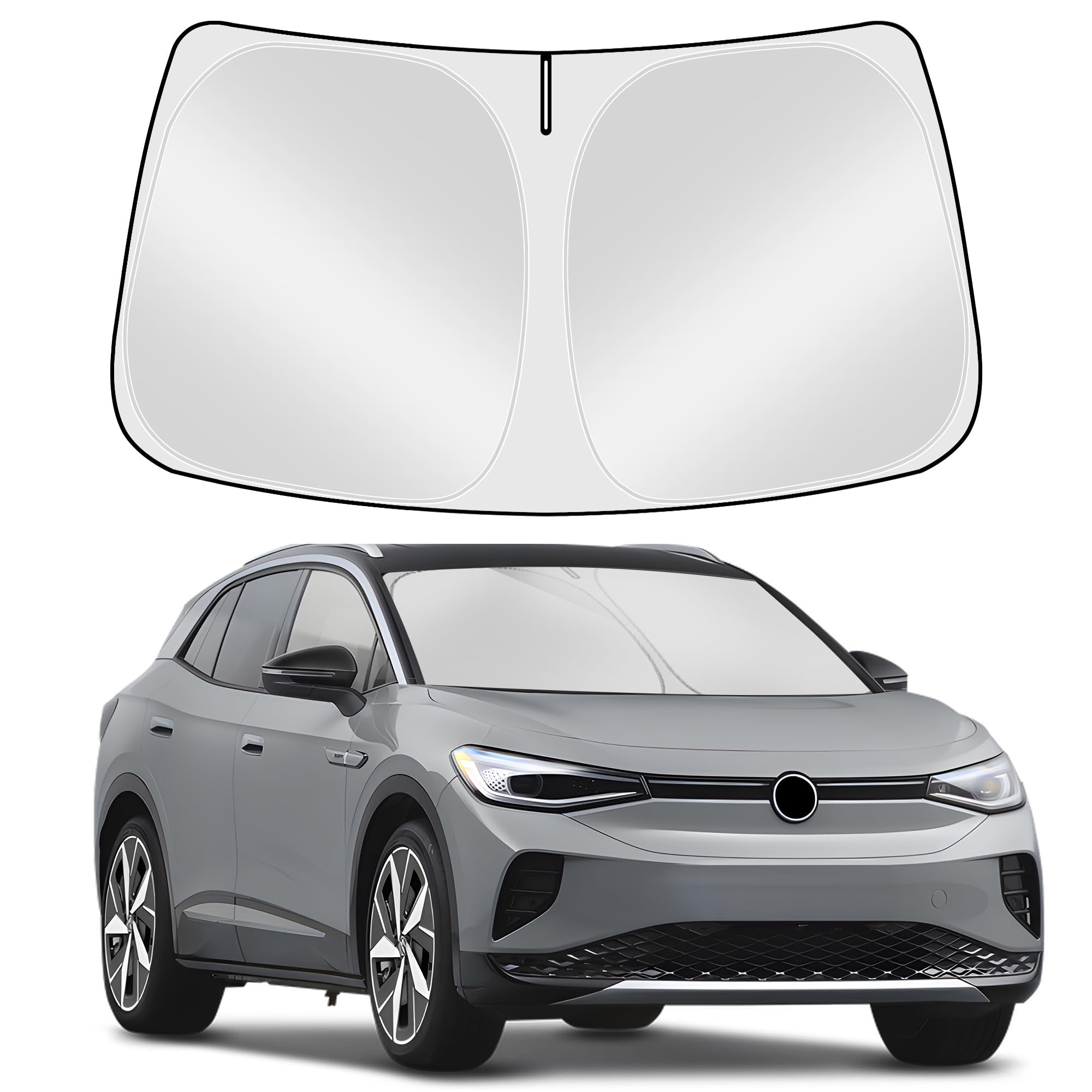 Tombyda Windshield Sunshade for 2021-2025 Volkswagen VW ID.4 Front Window Sun Shade Custom Sunscreen Double Layers Design