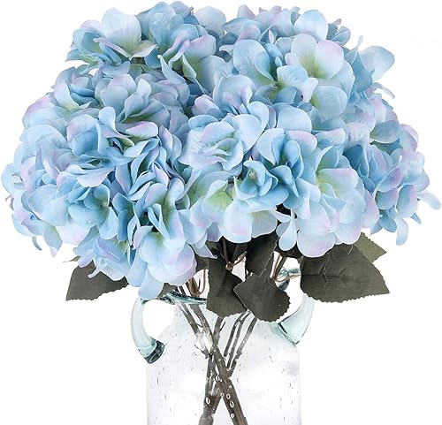 Miniatura 6 de Jim's Cabin Paquete de 4 flores artificiales falsas, arreglos de hortensias de seda, ramos de boda, decoración floral de plástico, centros de mesa