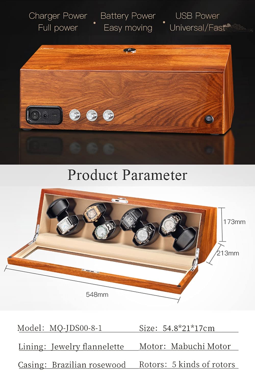 Uhrenaufbewahrungsbox aus Holz für 8 automatische mechanische Uhren, klassisch, aus schwarzem PU-Leder/beigem Flanell, luxuriöse Aufbewahrungsbox, Schwarz-8+0, Beige-8+0,，Beige-8+0