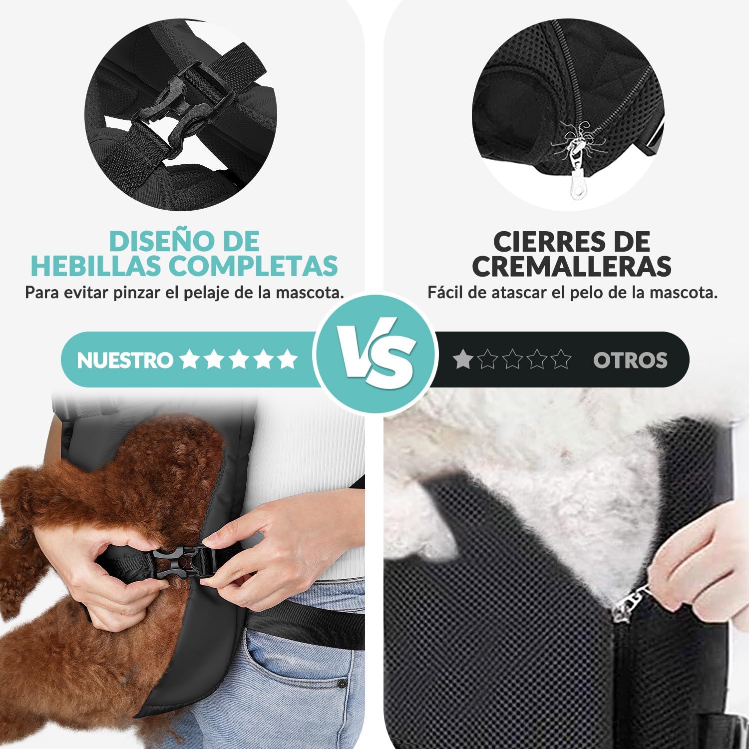 SlowTon Mochila transportadora para Perros, transportador Frontal Ajustable para Mascotas, con Patas afuera y fácil de Colocar, y Transpirable, Bolsa de Seguridad para Perros para Viajar