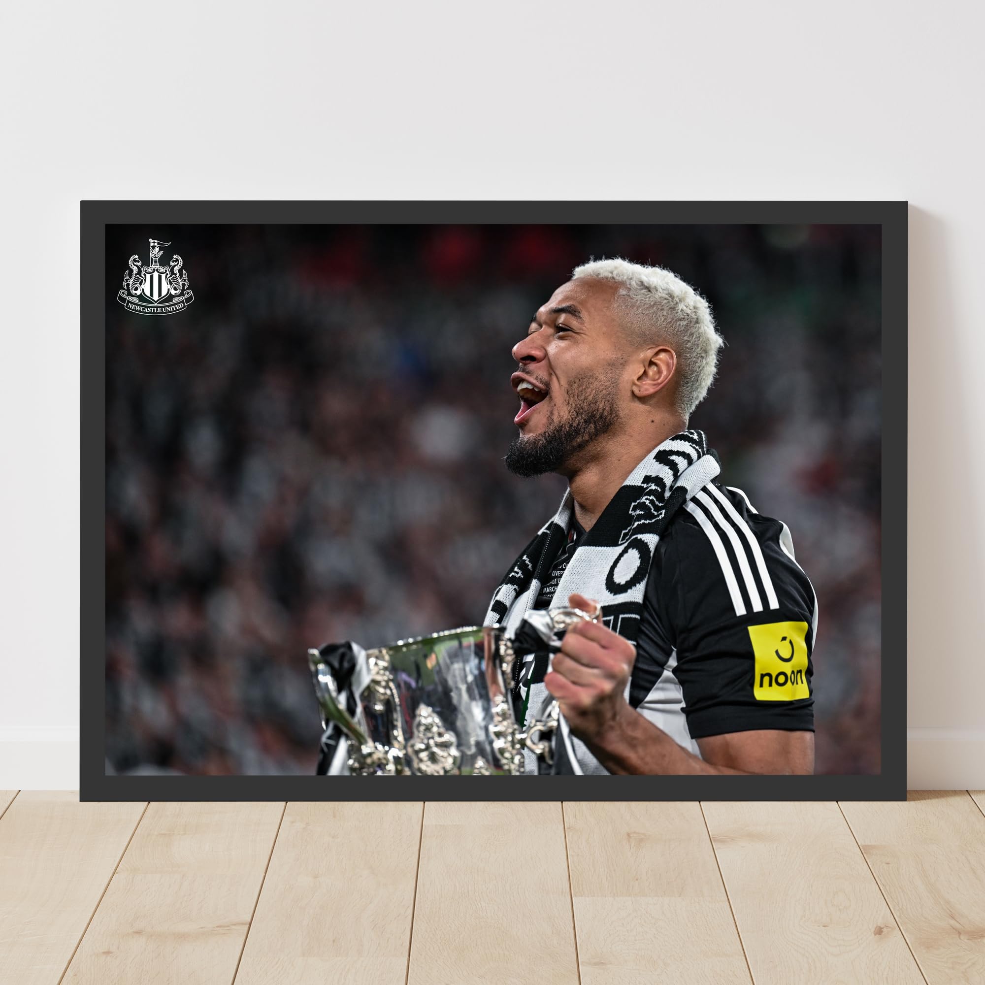 Themed Black Newcastle United Cup Winners Print - Joelinton With Trophy Poster (29.7Cm X 42Cm - A3)