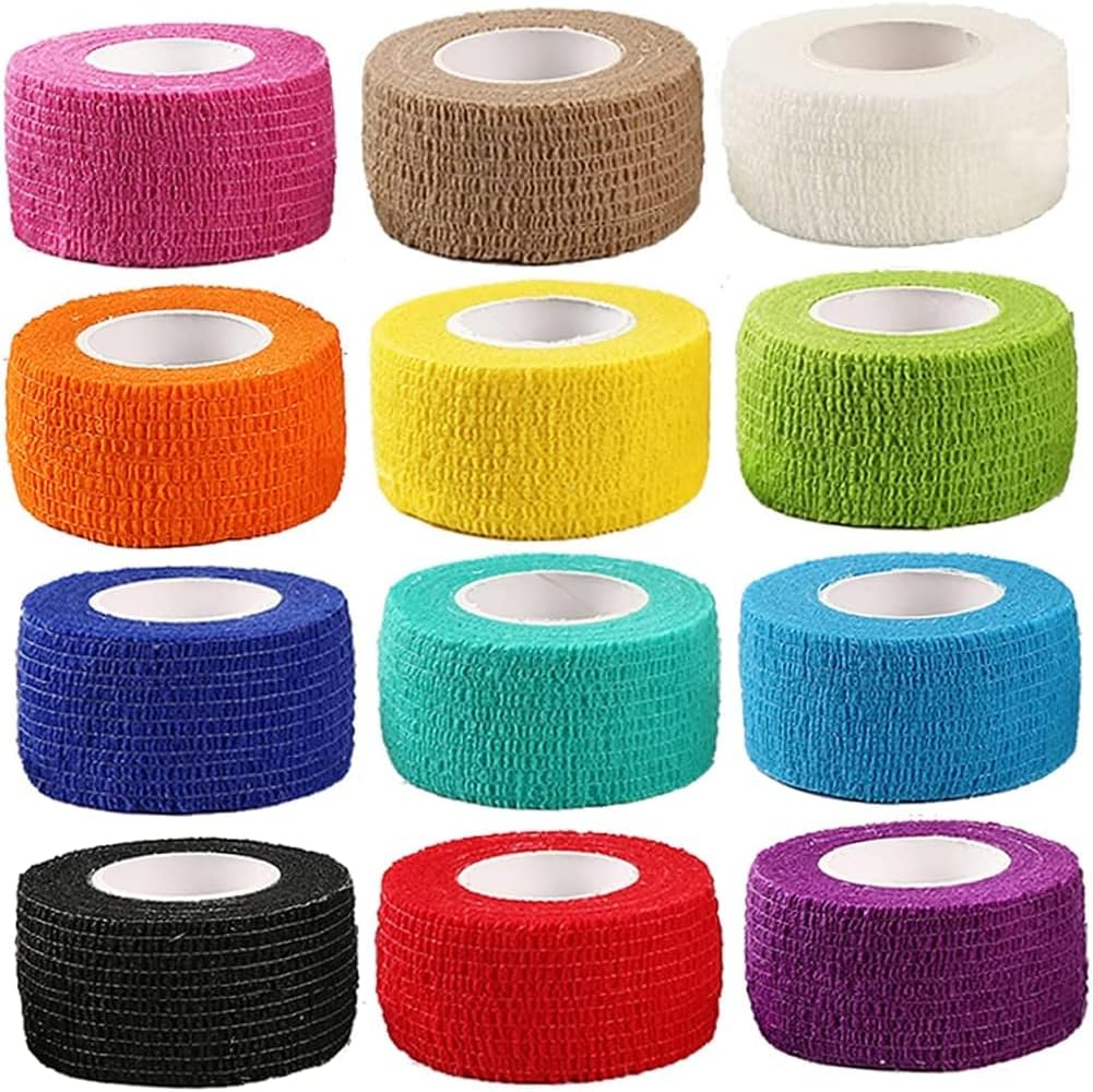 PULABO - Vendaje autoadhesivo, transpirable, cinta veterinaria elástica, 12 unidades, duradero, útil y práctico, bonito diseño práctico y práctico