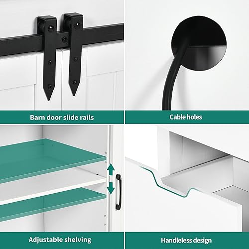Miniatura 35 de YITAHOME Soporte de TV de granja para soporte de televisión de 65 pulgadas, centro de entretenimiento con armarios de almacenamiento y puertas Roble