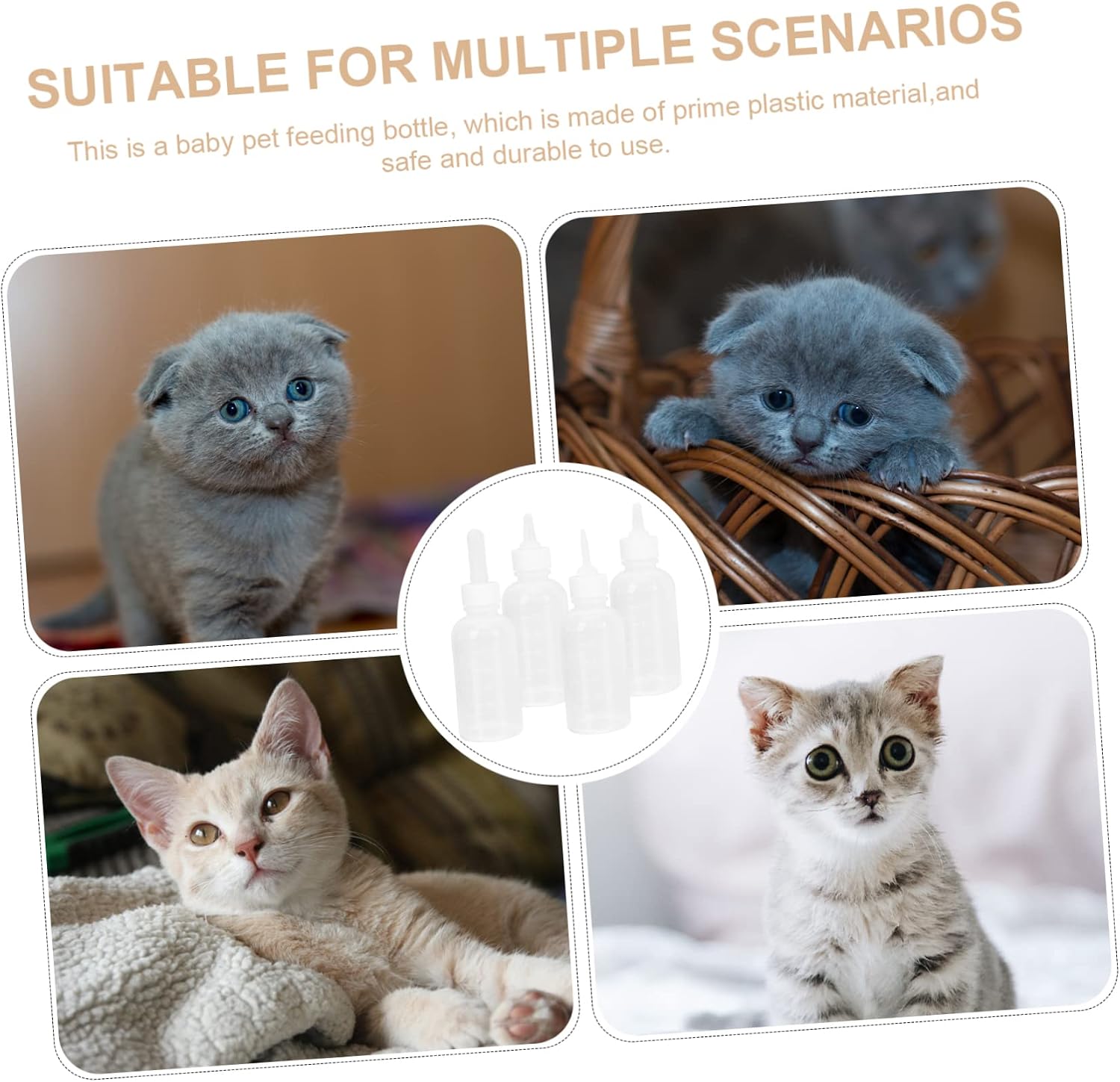 4Pcs Cat Feeding Bottles Reusable Nursing Bottles for Kittens Puppies Small Pets Lightweight Easy to Use Control Food Intake Prevent Overfeeding