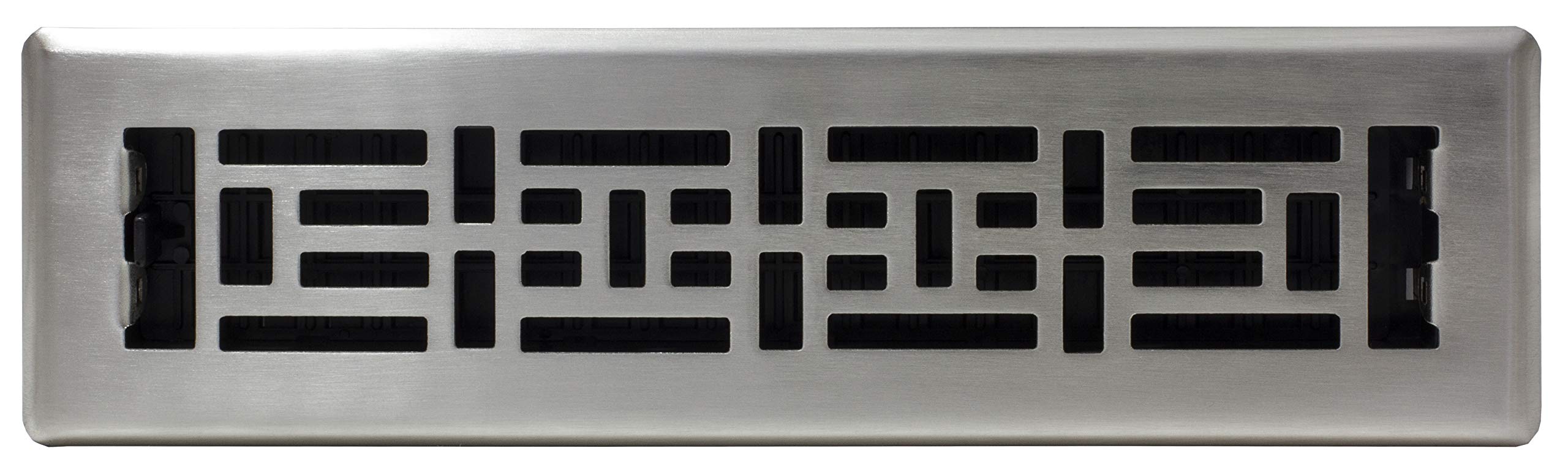 Grille De Ventilation Au Sol Design Oriental - Acier Nickel Brossé, Dimensions 2" X 12" - Neuf