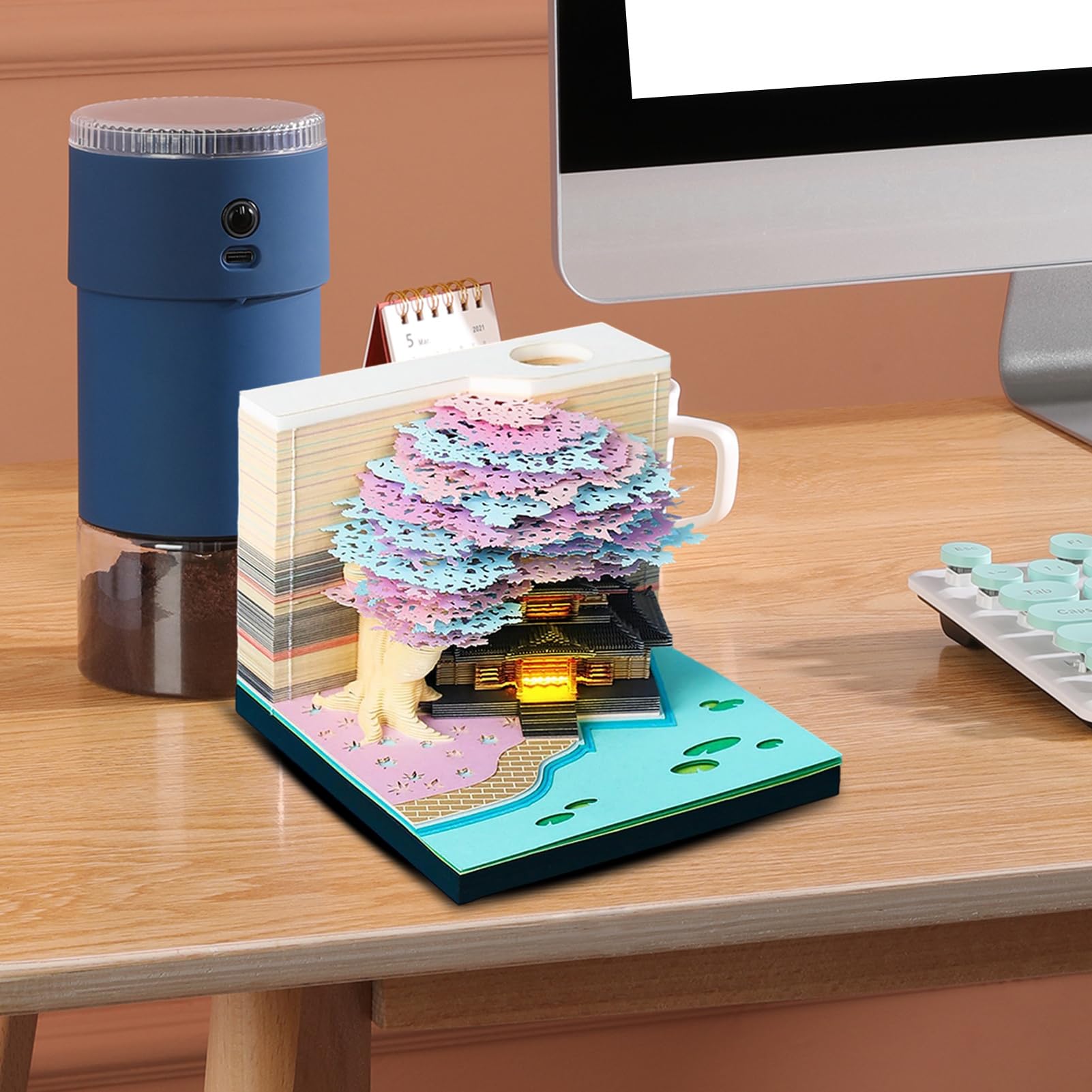 3D Kalendarz Biurkowy 2026 Rzeźba z Papieru 3D Notatnik Sztuka | Biurkowa Ozdoba Rękodzieło Planer Na Prezent Dekoracja Dom Biuro Święta Nowy Boże Narodzenie