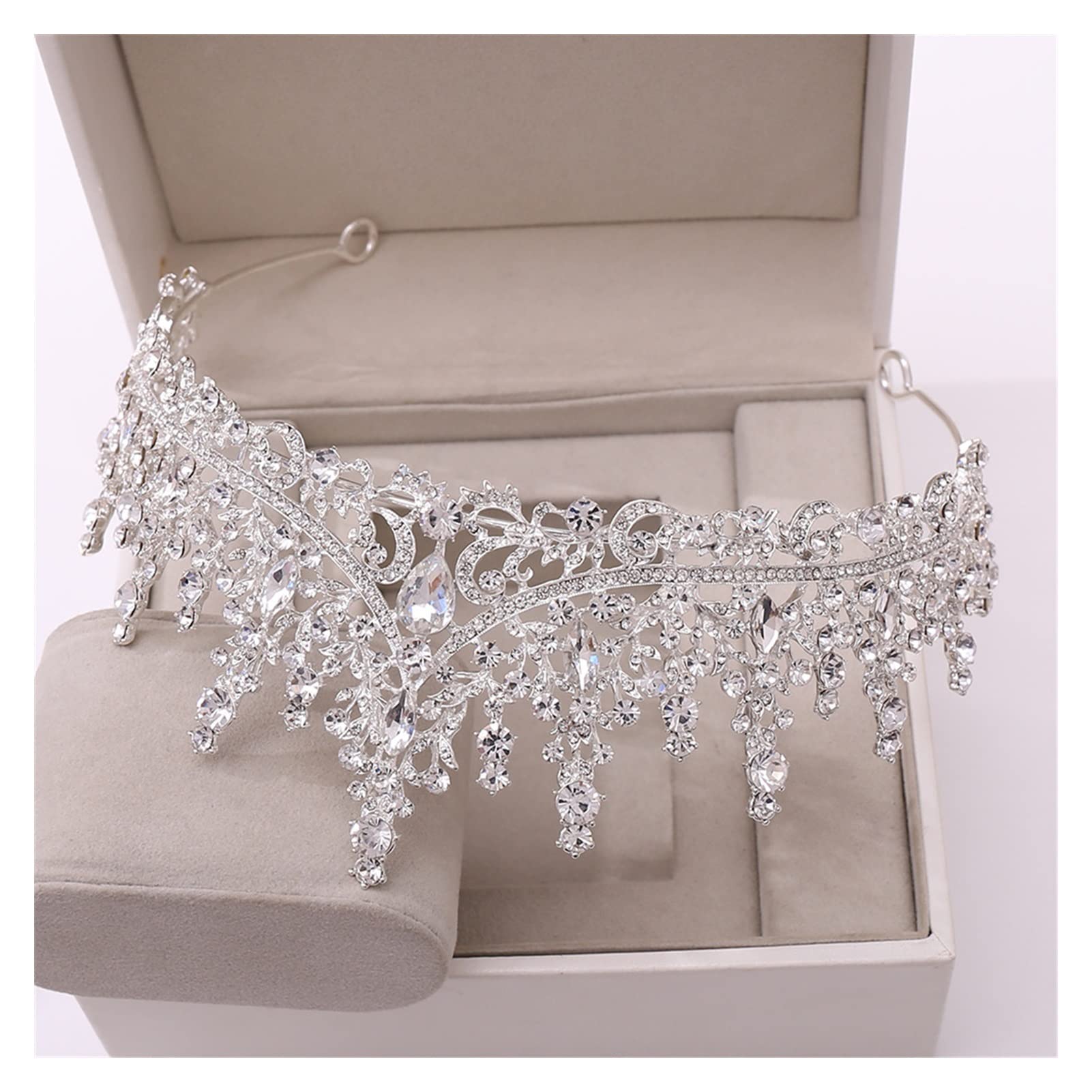 LNNSHX Barock Retro Rose Gold Pfirsich Kristall Braut Tiaras Krone Strass Festzug Prom Diadem Braut Stirnband Hochzeit Haarschmuck Tiara (Metallfarbe: Gold)
