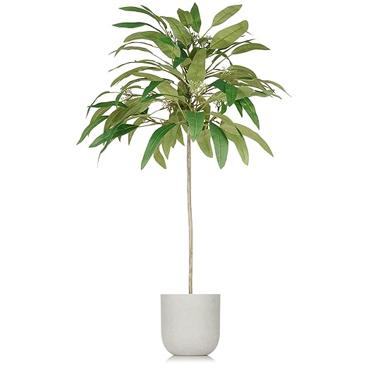 Buy 29" Artificial Mango Tree Plant in Gray Planter Pot Online at Low