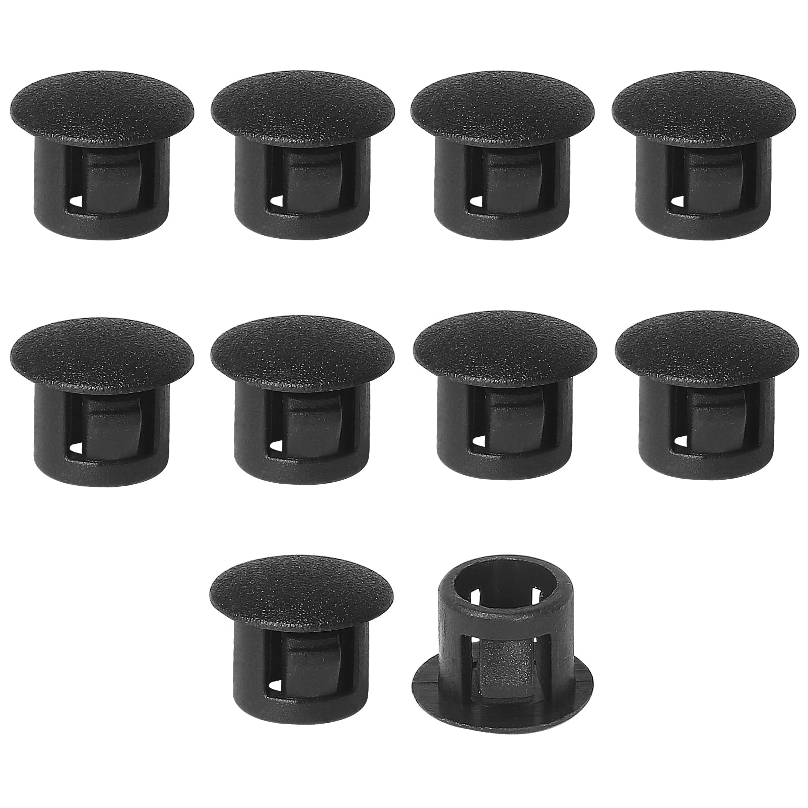 8mm Plastic Hole Plugs - Masendelk Snap-in End Caps - Black - 10pcs