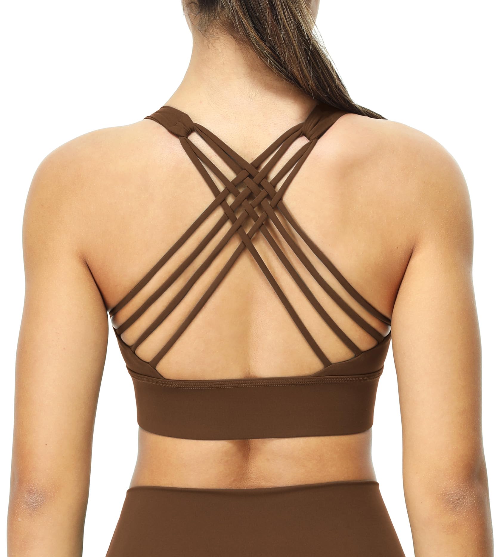 icyzone Damen Sport-BH Gepolstert Ohne Bügel Yoga Bra Gekreuzt Rücken Sport Gym Fitness BH