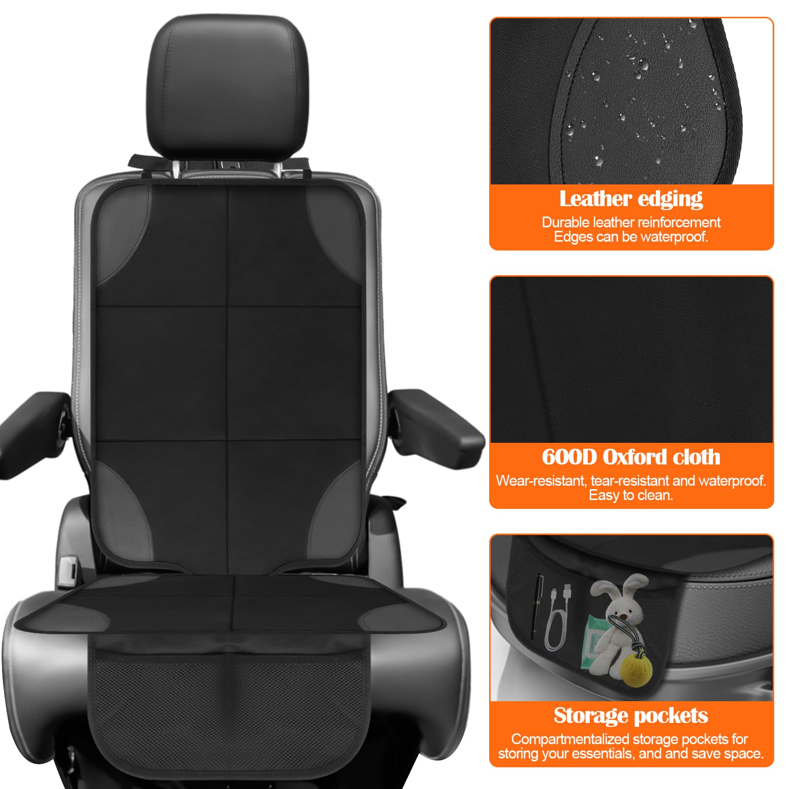 RISVOWO Protector Asiento Coche Silla Bebe, Antideslizante Impermeable Protector Seguro Respaldo, Protector de Cojín de Asiento de Niño, Protector Asiento Coche Niños Desde Manchas y Daños