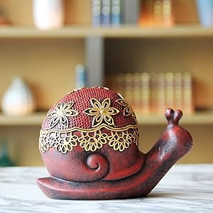 Snail Statues for Home Decor – Snail Figurines for Bedroom Bookshelf Living Room Office TV Stand Indoor Decorations,Snail Statue and Sculptures Tabletop Gift Home Decoration Antique red Color
